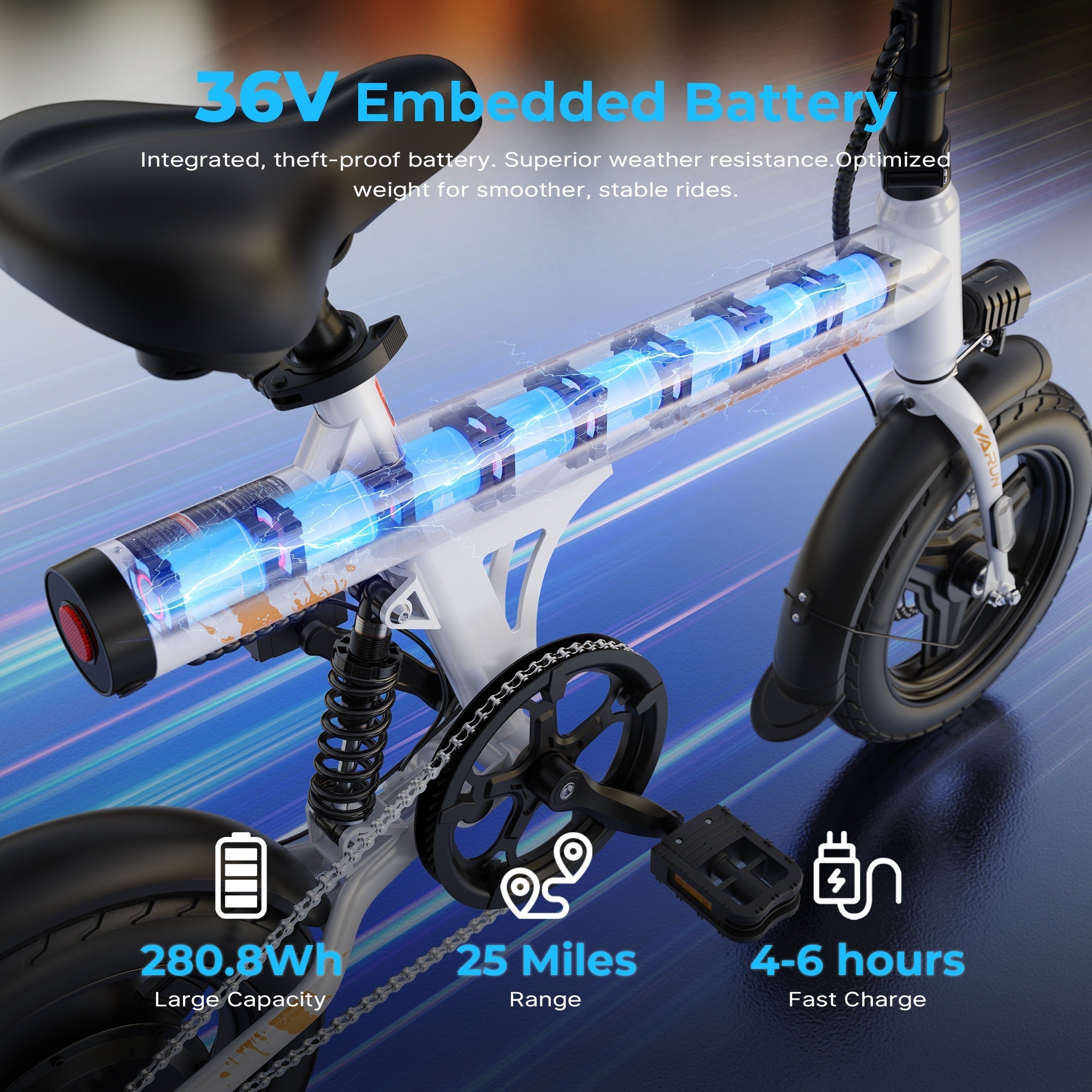 Varun C14-1 Mini Electric Bike 36V 7.8Ah 20MPH 14 Inch E-Bike 8