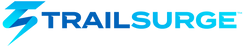 Logo for TrailSurge featuring a stylized blue lightning bolt and the text: TRAILSURGE Electric Bikes | Electric Scooters | Electric Dirt Bikes in bold blue letters.