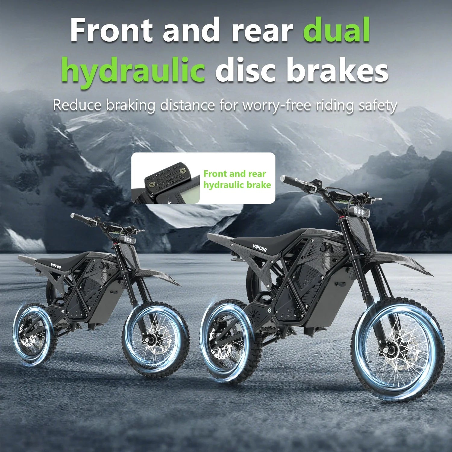 VIPCOO H3 Electric Dirt Bike - Full Suspension - 63KM/H 18