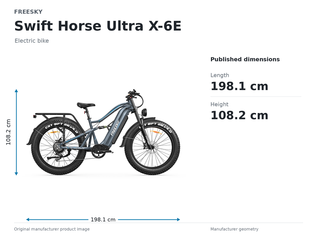 FREESKY Swift Horse Ultra X-6E Electric Bike size and dimensions