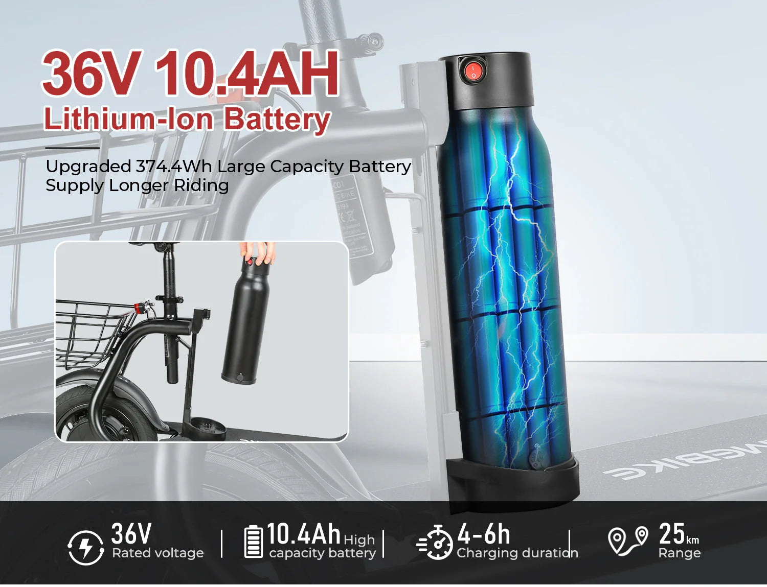 Samebike SM-C01 Electric Scooter 350W 36V 10.4AH 8