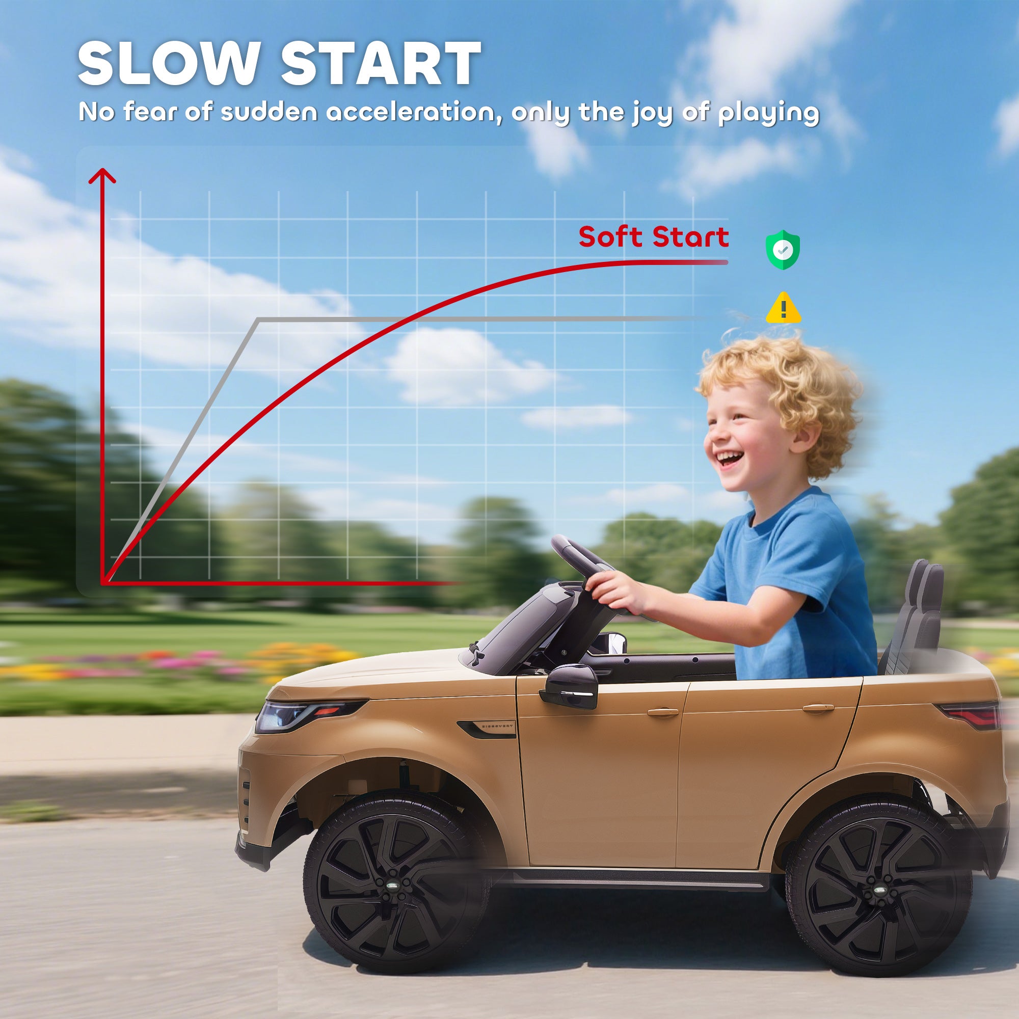 AIYAPLAY Land Rover Discovery 12V Kids Ride-On Car - Khaki