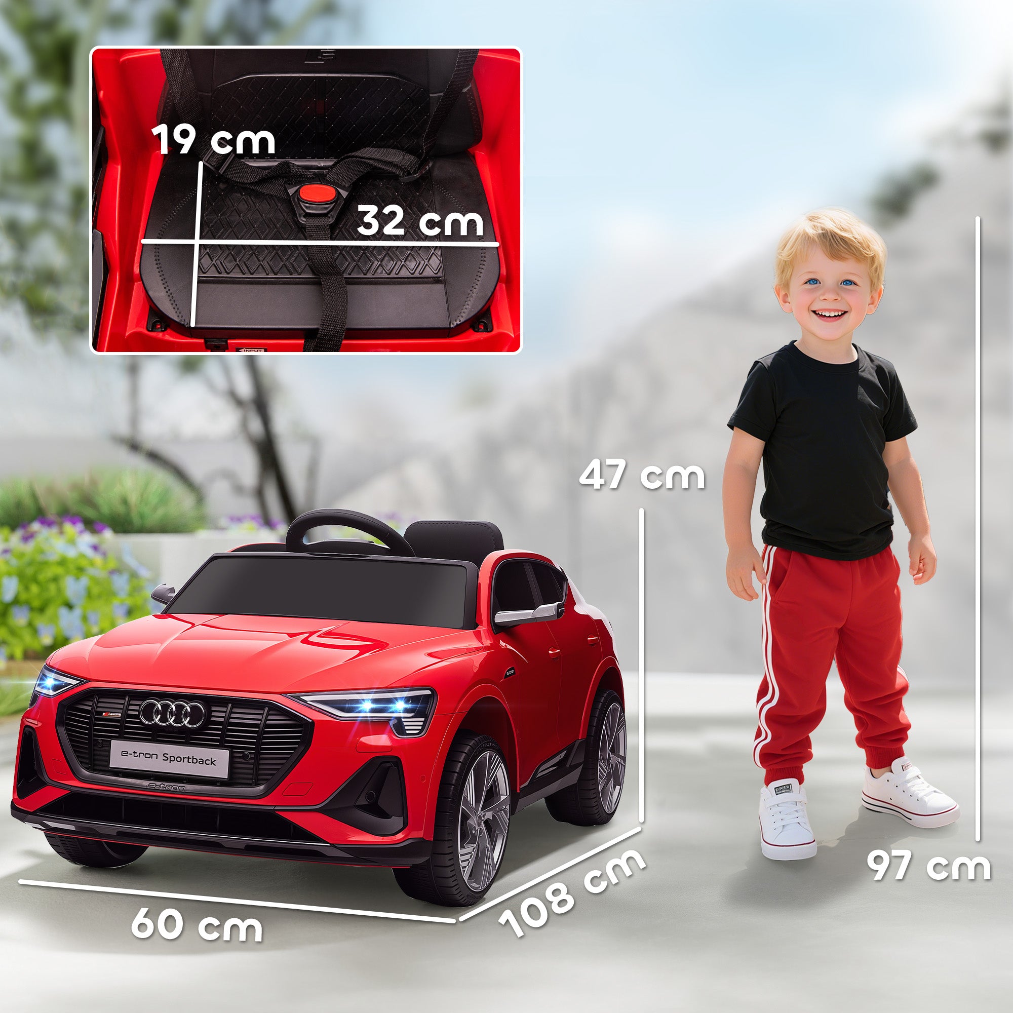 HOMCOM Audi E-tron / 12V Kids Car - Red
