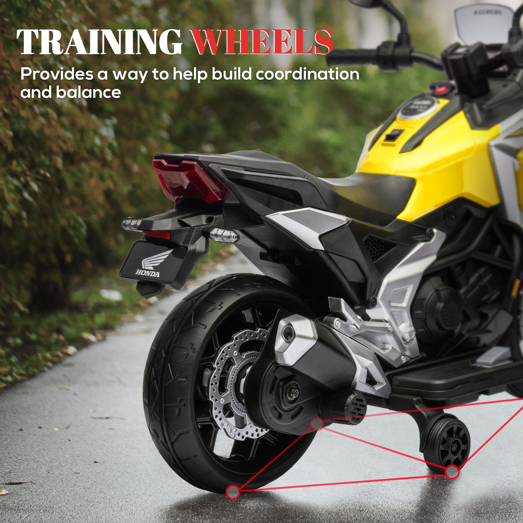 AIYAPLAY Honda 12V Kids Electric Motorbike - Yellow