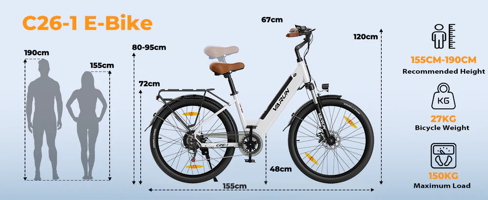 Varun C26-1 Electric Bike 48V 10.4Ah City Commuter E-Bike VARUN