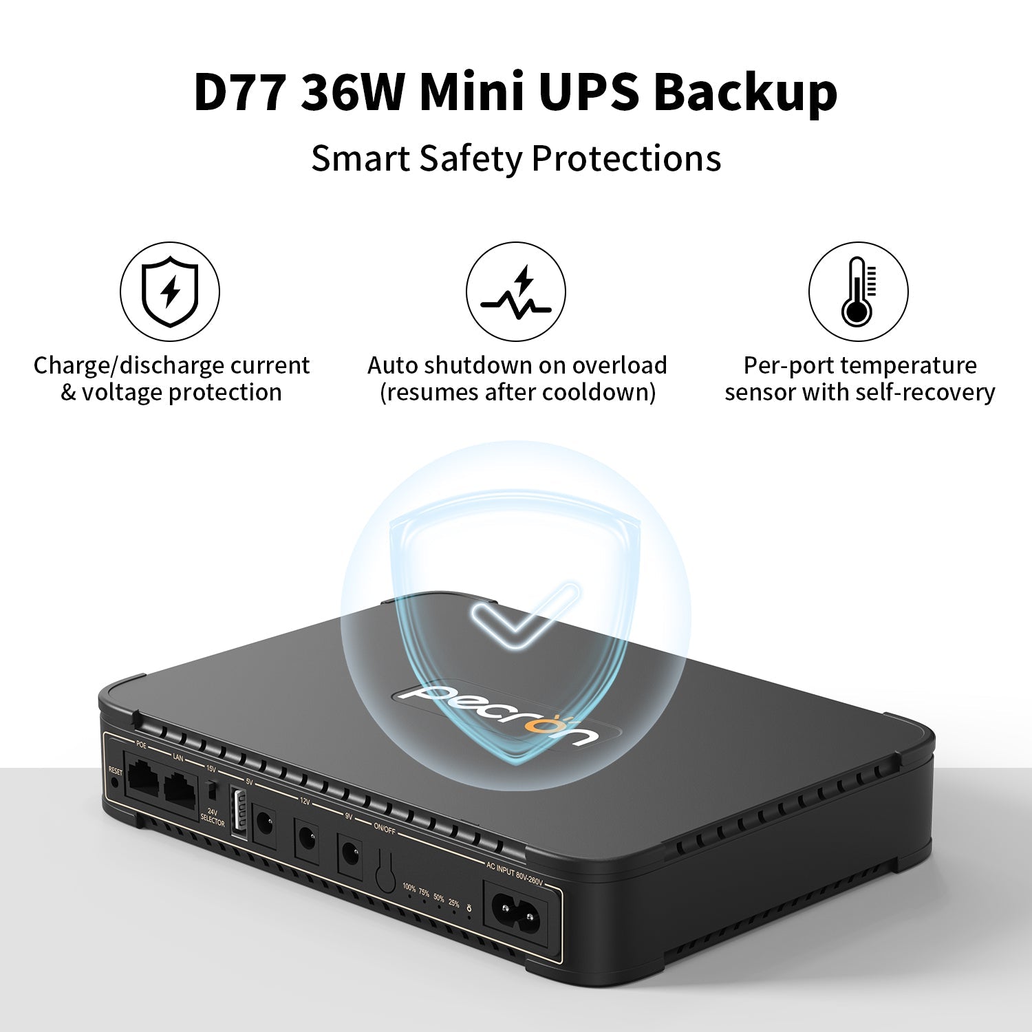 PECRON D77 DC UPS Battery Backup - 76.96Wh - official image 7