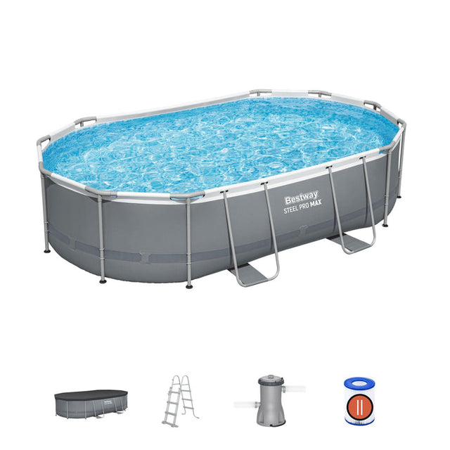 Bestway 16' x 10' x 42" Steel Pro MAX Oval Pool Set above ground pool