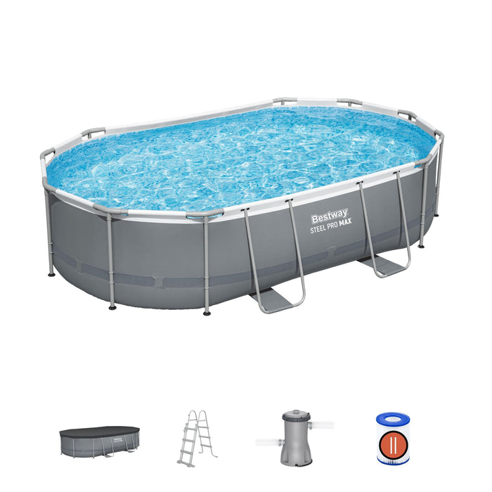 Bestway 16' x 10' x 42" Steel Pro MAX Oval Pool Set above ground pool