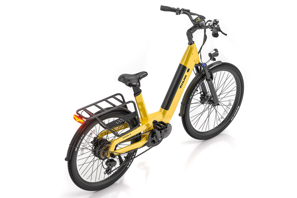 Vitilan L5 Electric Bike - Yellow rear light angle