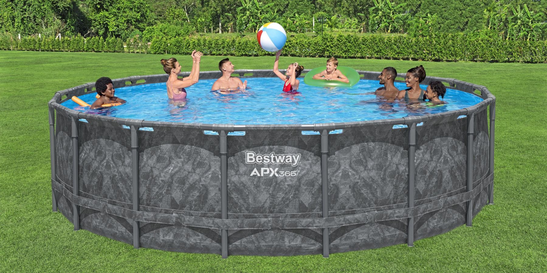Bestway APX 365 18ft above ground pool set lifestyle image