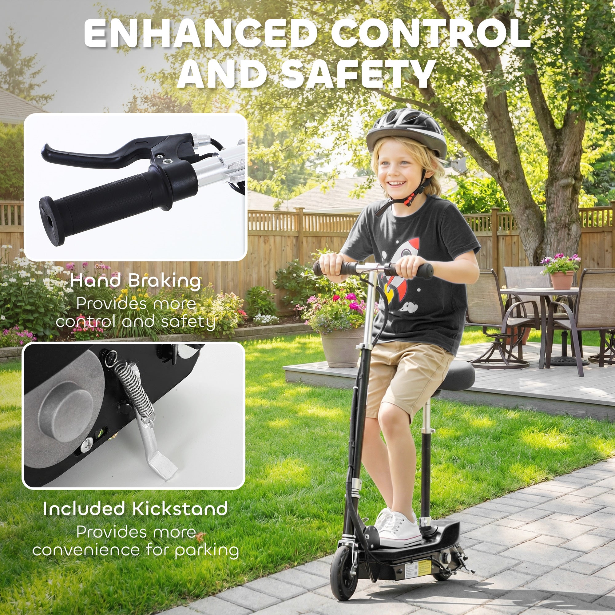 HOMCOM Kids Electric Scooter with Seat & Brakes