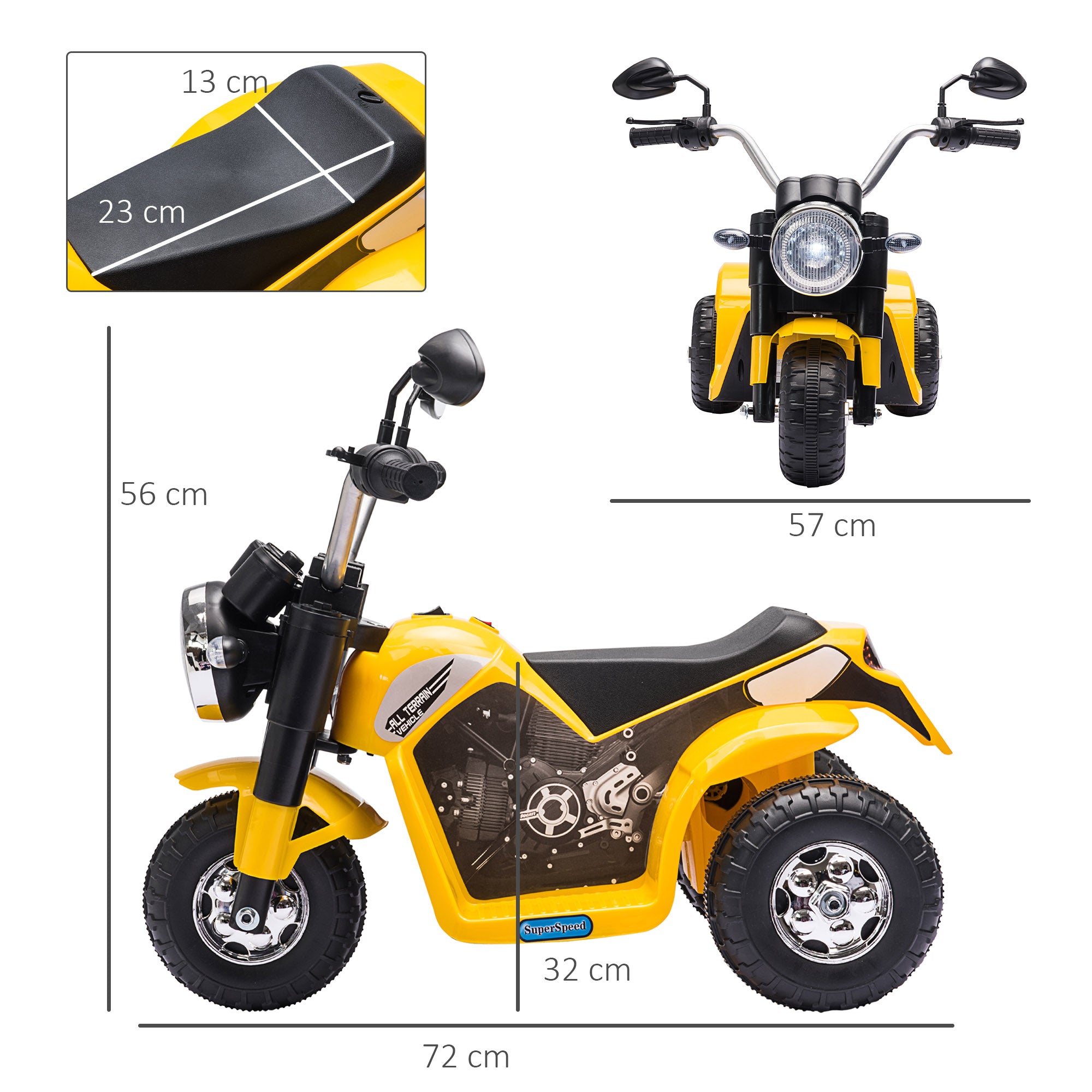 HOMCOM 6V Toddler Three-Wheel Motorbike - Red