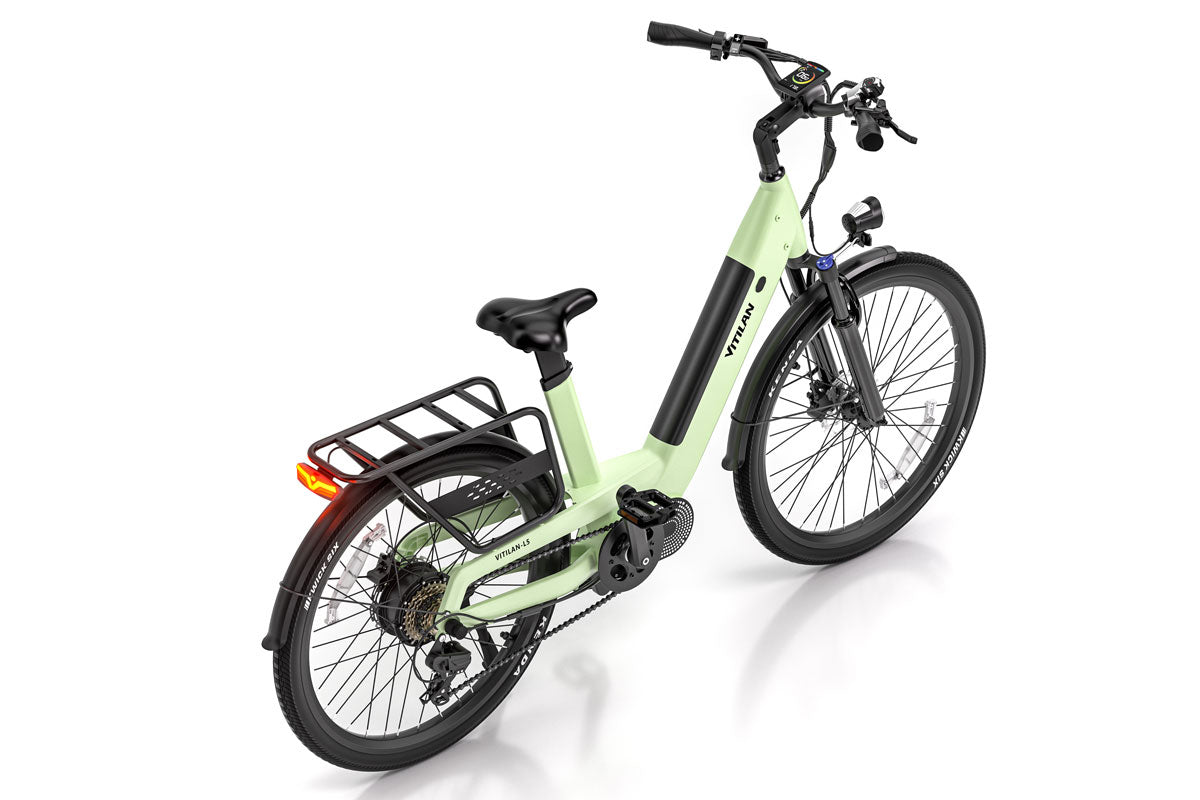 Vitilan L5 Electric Bike - Green rear light angle