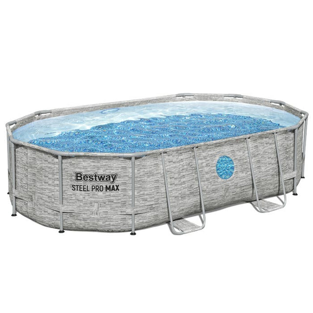 Bestway 16ft x 10ft x 42" Oval Power Steel Swim Vista Series II Pool, Sand Filter Pump & Accessories