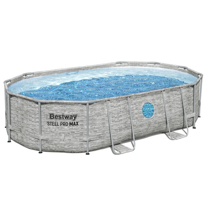 Bestway 16ft x 10ft x 42" Oval Power Steel Swim Vista Series II Pool, Sand Filter Pump & Accessories