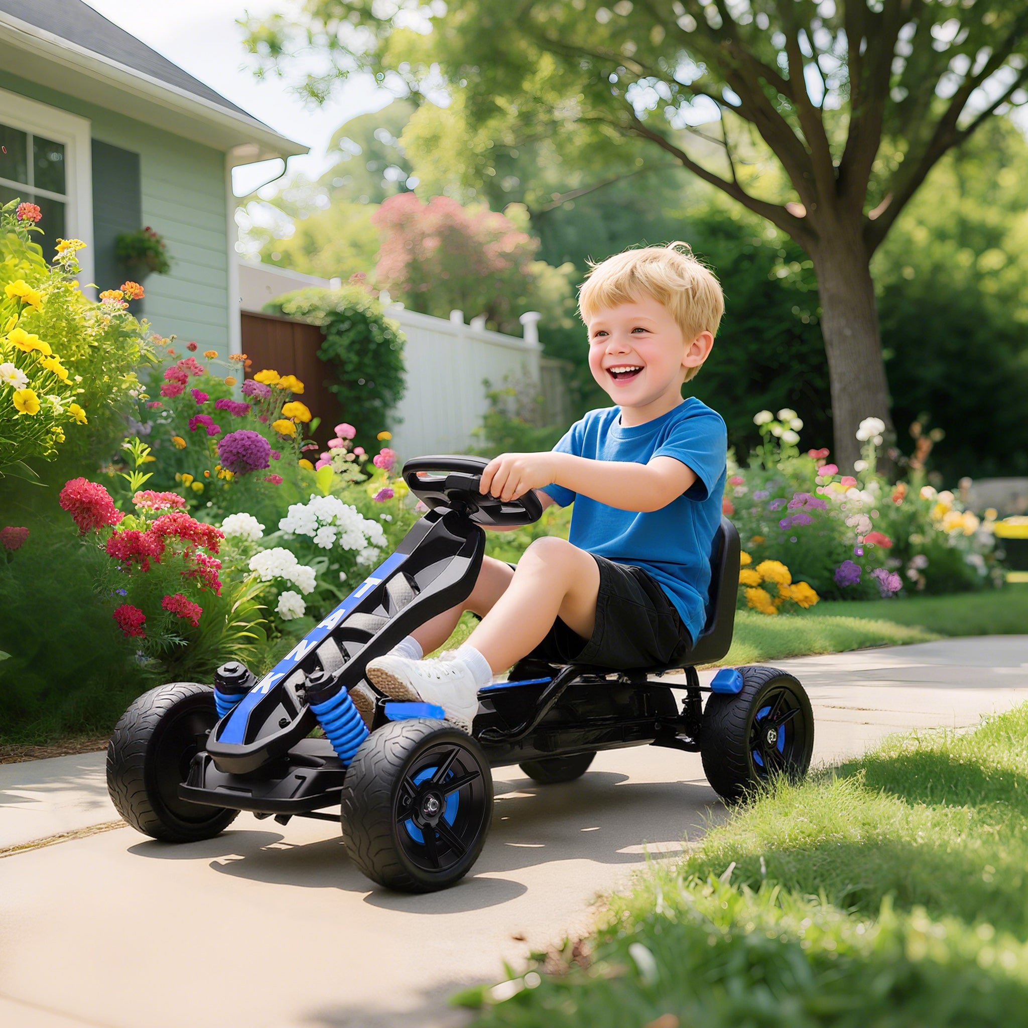 AIYAPLAY Kids Pedal Go Kart Adjustable Seat EVA Tyres