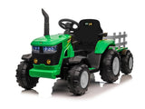 Turbo Harvest 12V Kids Electric Tractor with Trailer - Green
