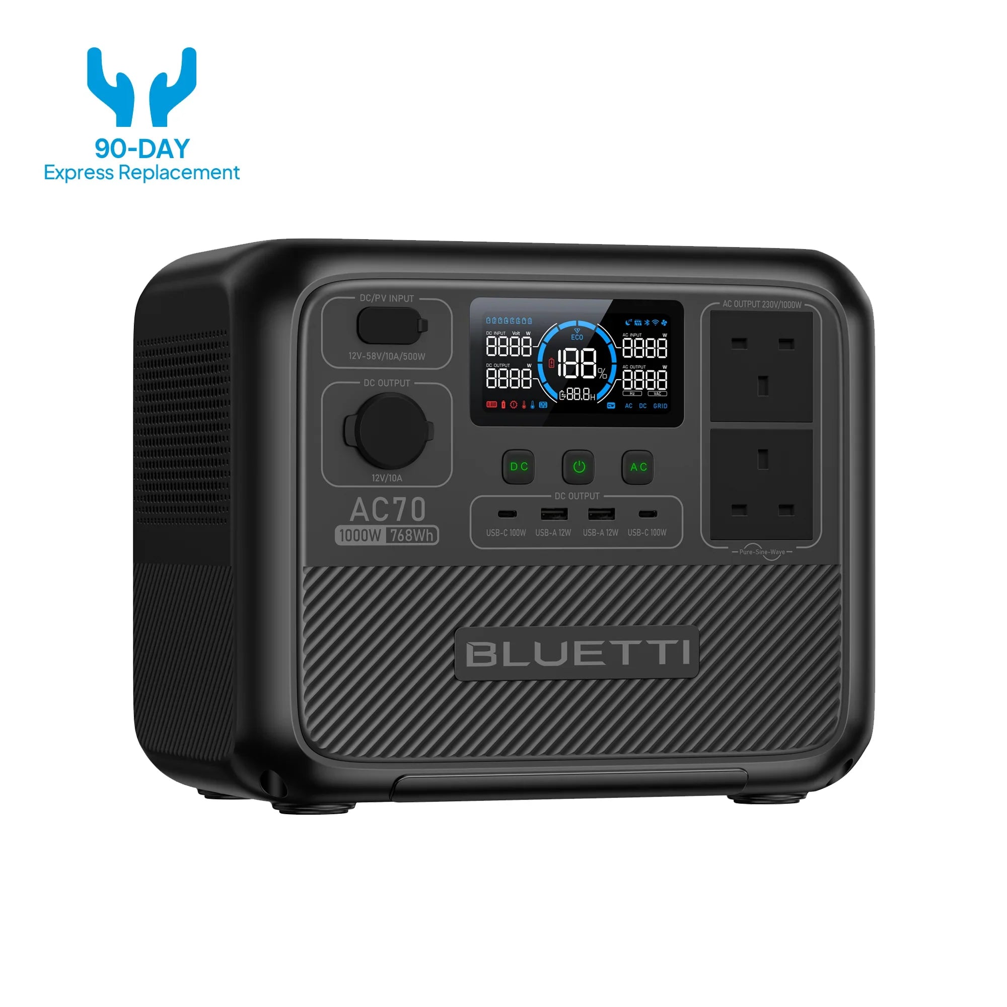 BLUETTI AC70 Portable Power Station 1,000W 768Wh - Trail Surge