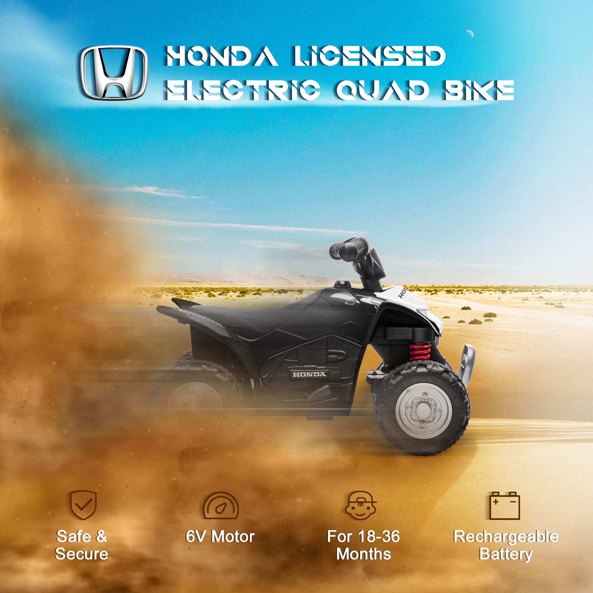 AIYAPLAY Honda 6V Kids Electric Quad Bike