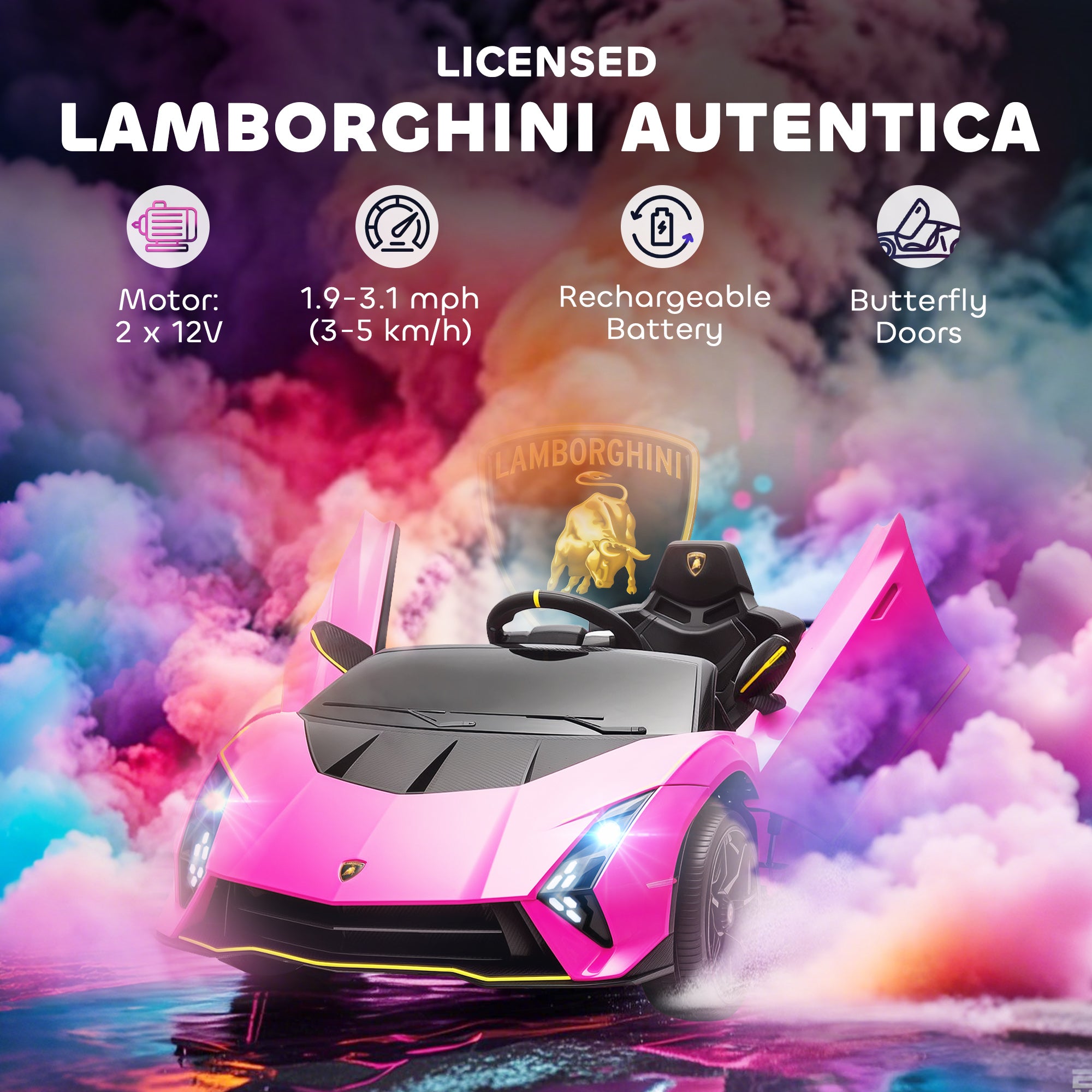 AIYAPLAY Lamborghini Autentica 12V Kids Ride-On Car