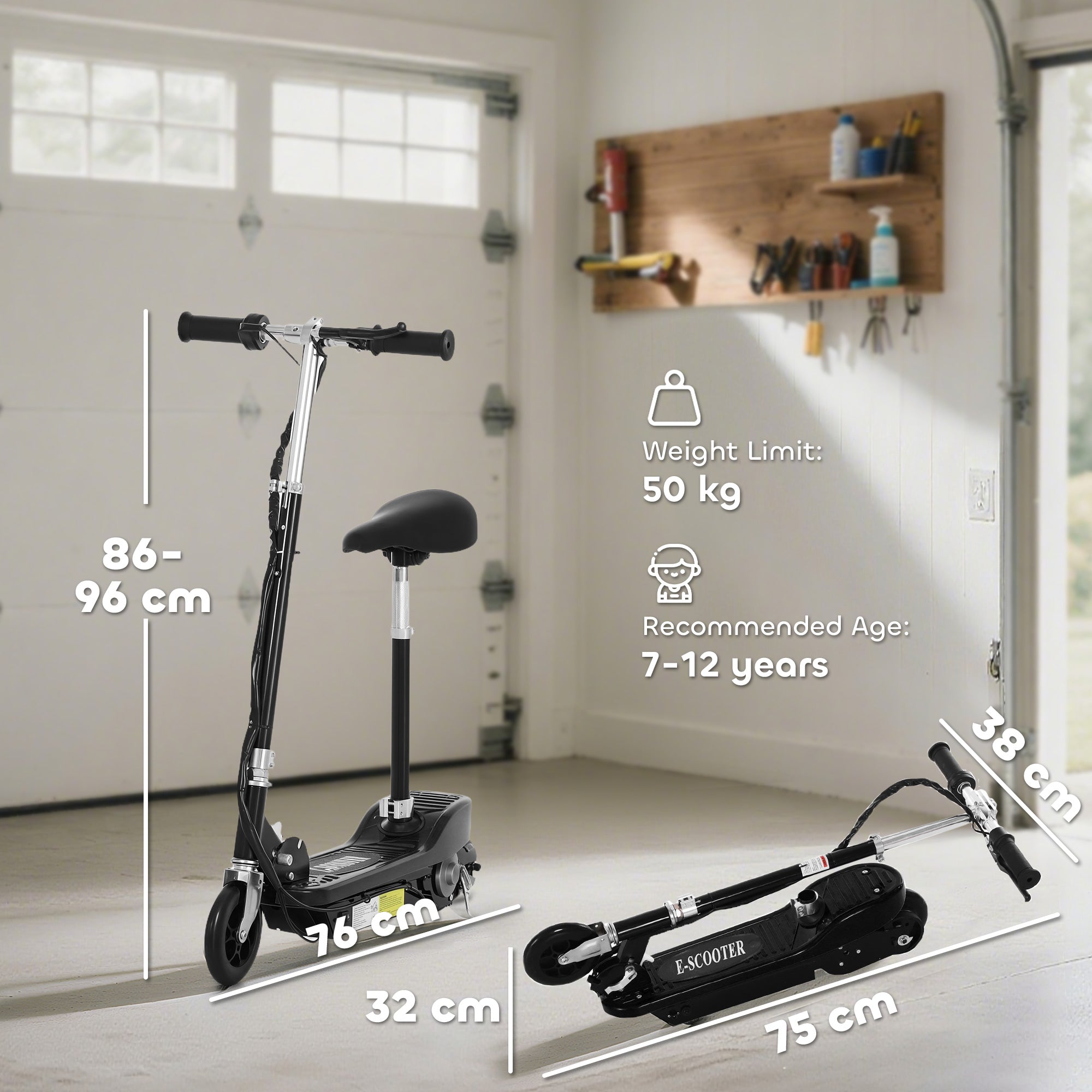 HOMCOM Kids Electric Scooter with Seat & Brakes
