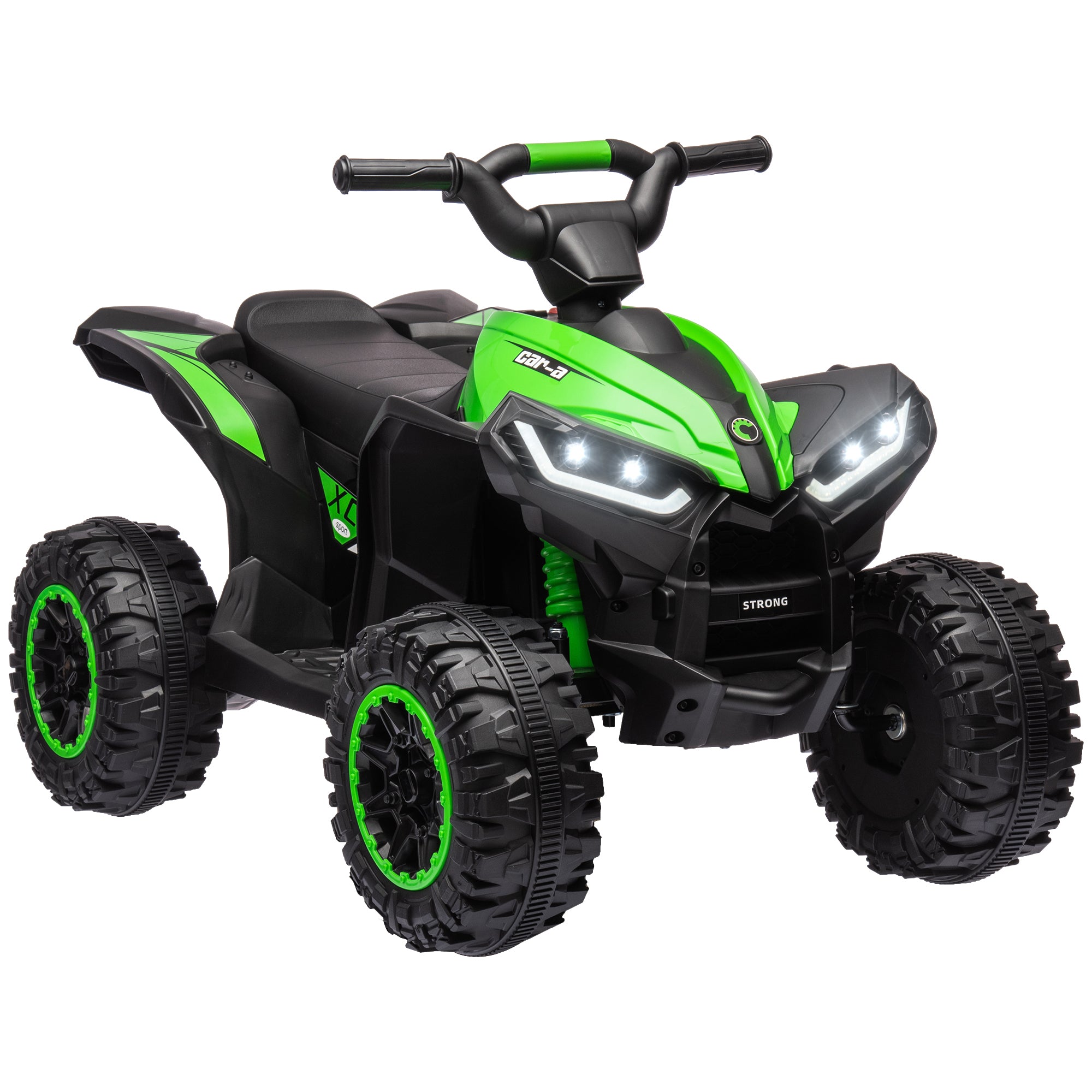 HOMCOM 12V Kids Electric Quad Bike with LED Lights - Green