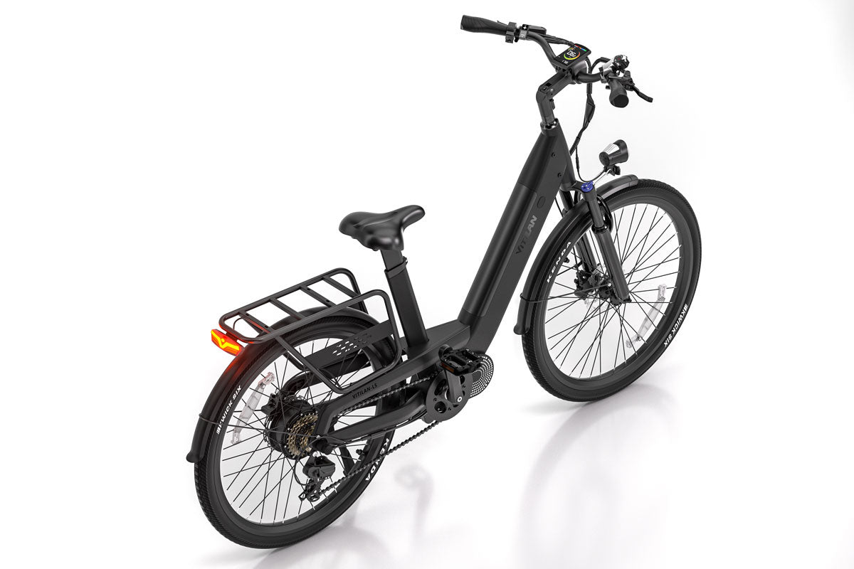Vitilan L5 Electric Bike - Black rear light angle