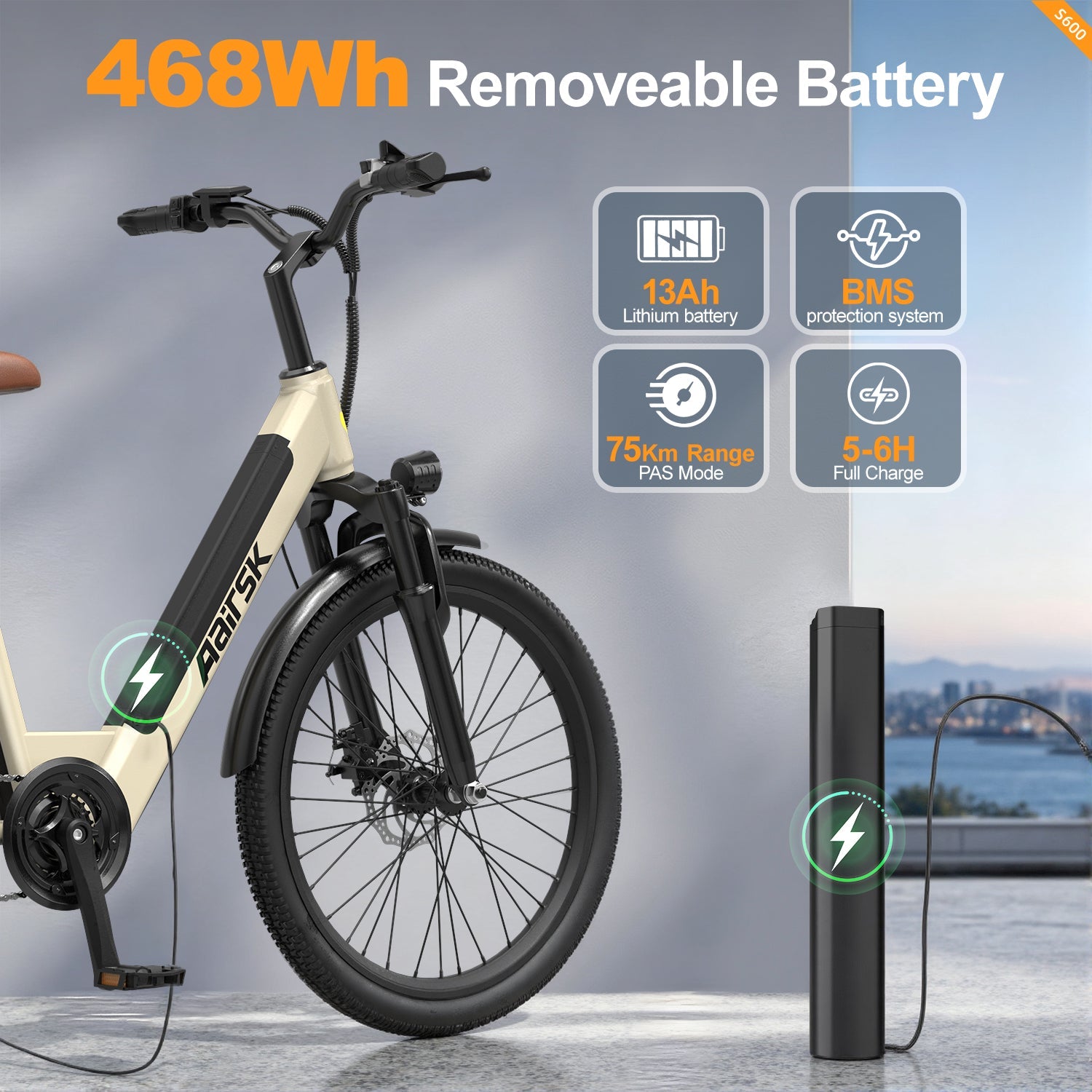 Aairsk S600 Step-Through Electric Bike Khaki product detail 4