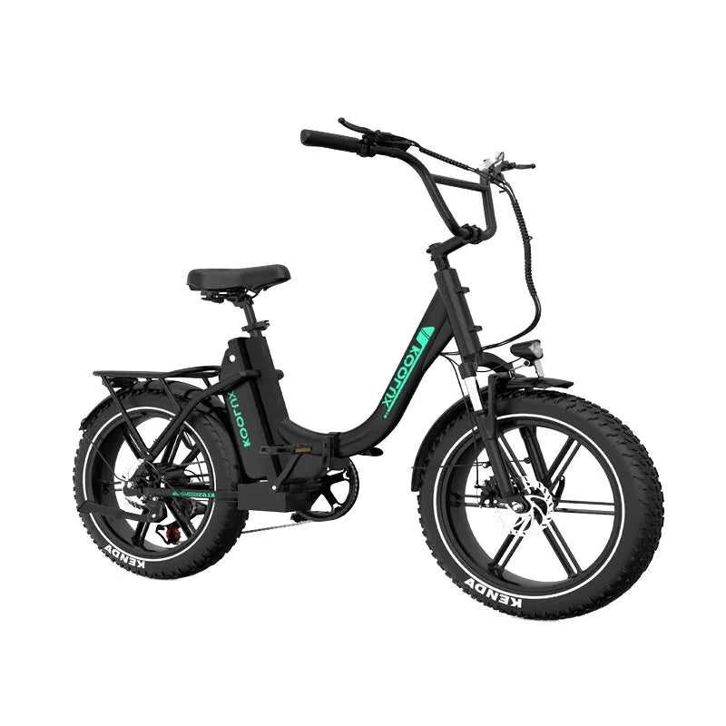 Black electric bike with 'Koolux' branding on a white background