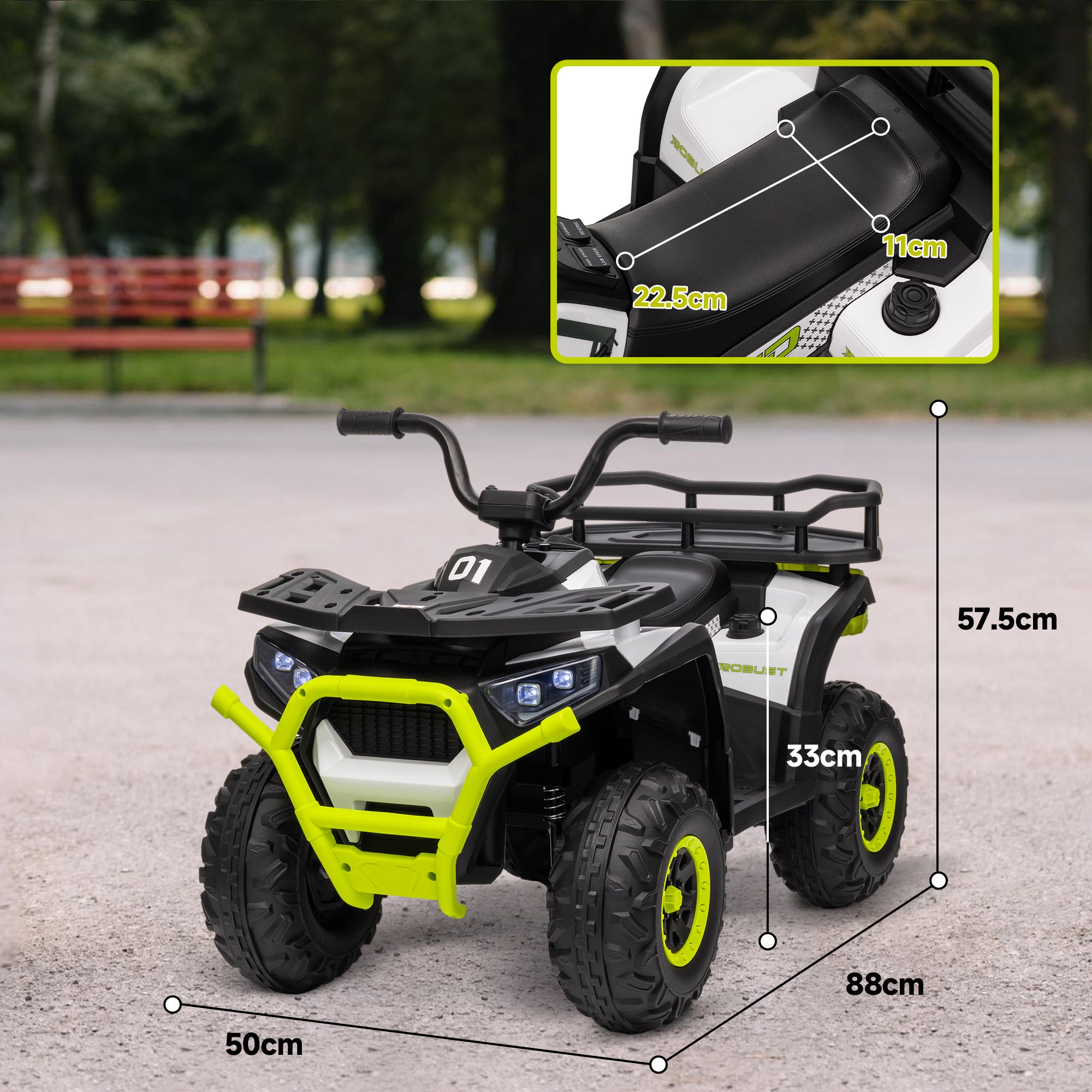 AIYAPLAY 12V Kids Electric Quad Bike - Green