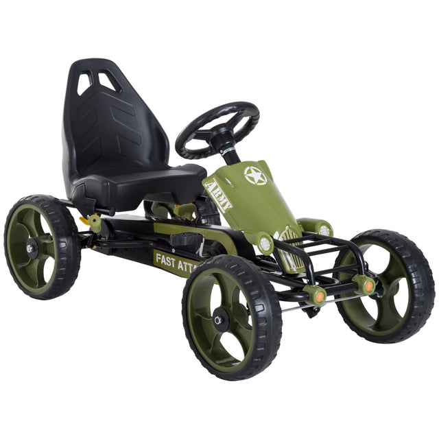 HOMCOM Kids Go Kart Racer Adjustable Seat Green