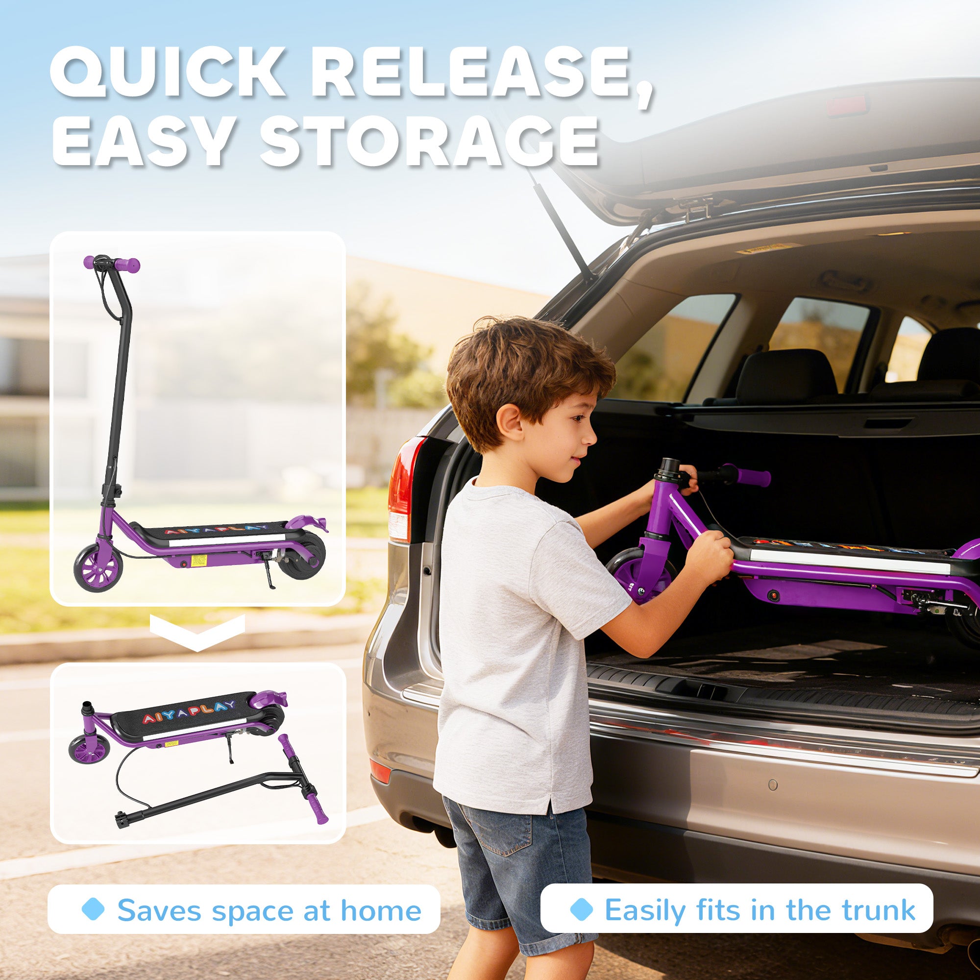 AIYAPLAY Kids Electric Scooter Dual Brakes