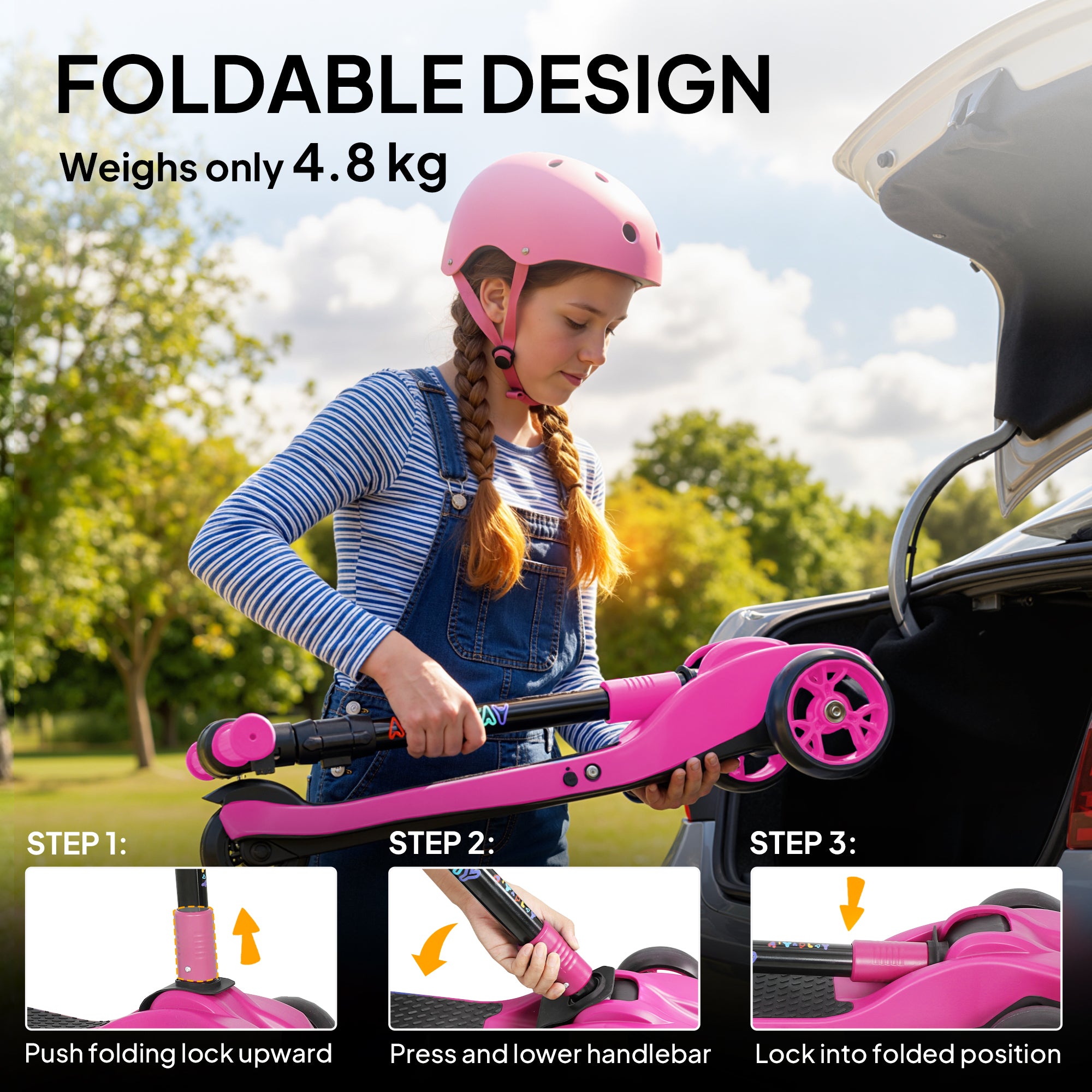 AIYAPLAY 3-Wheel Kids Electric Scooter