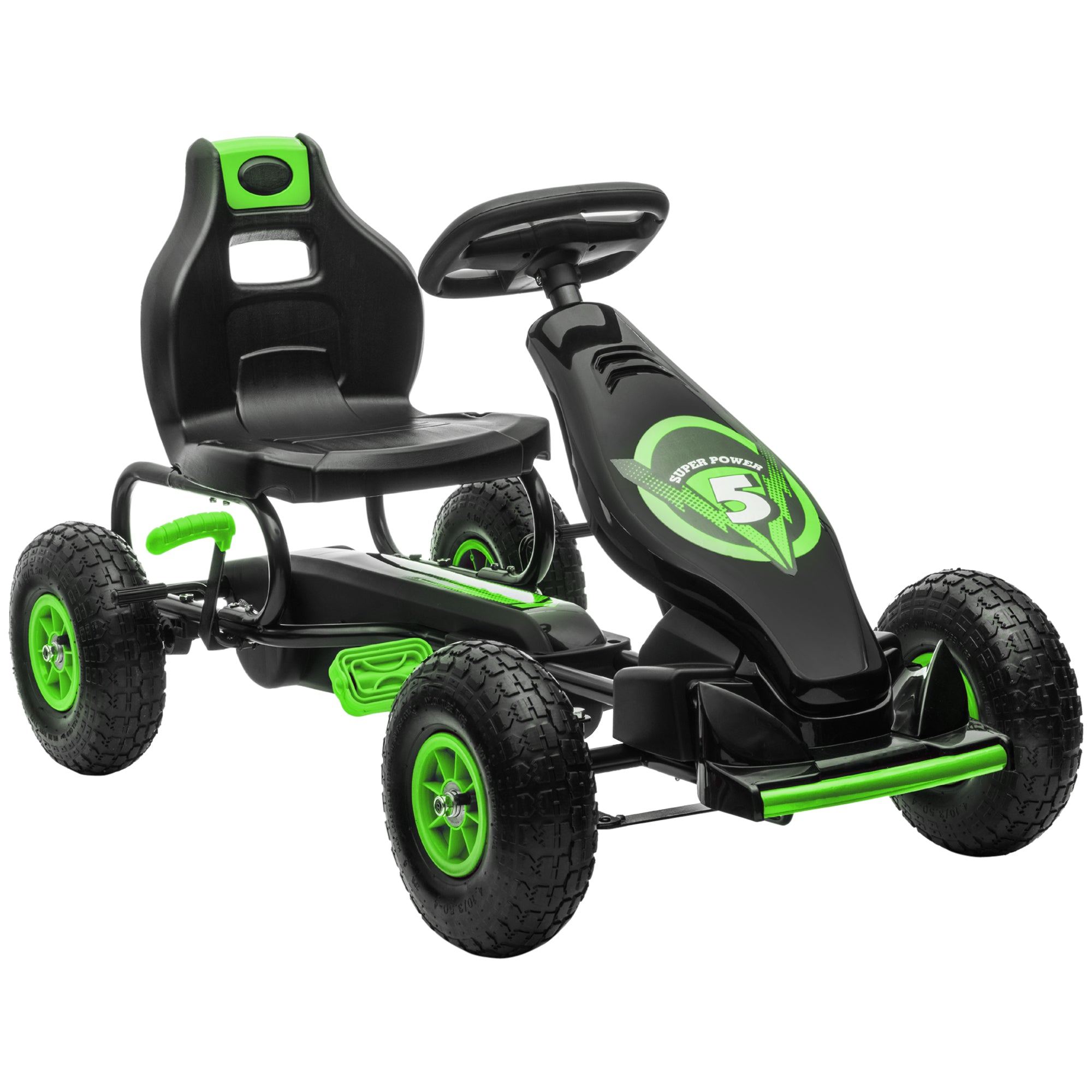 HOMCOM Kids Go Kart Adjustable Seat Inflatable Tyres