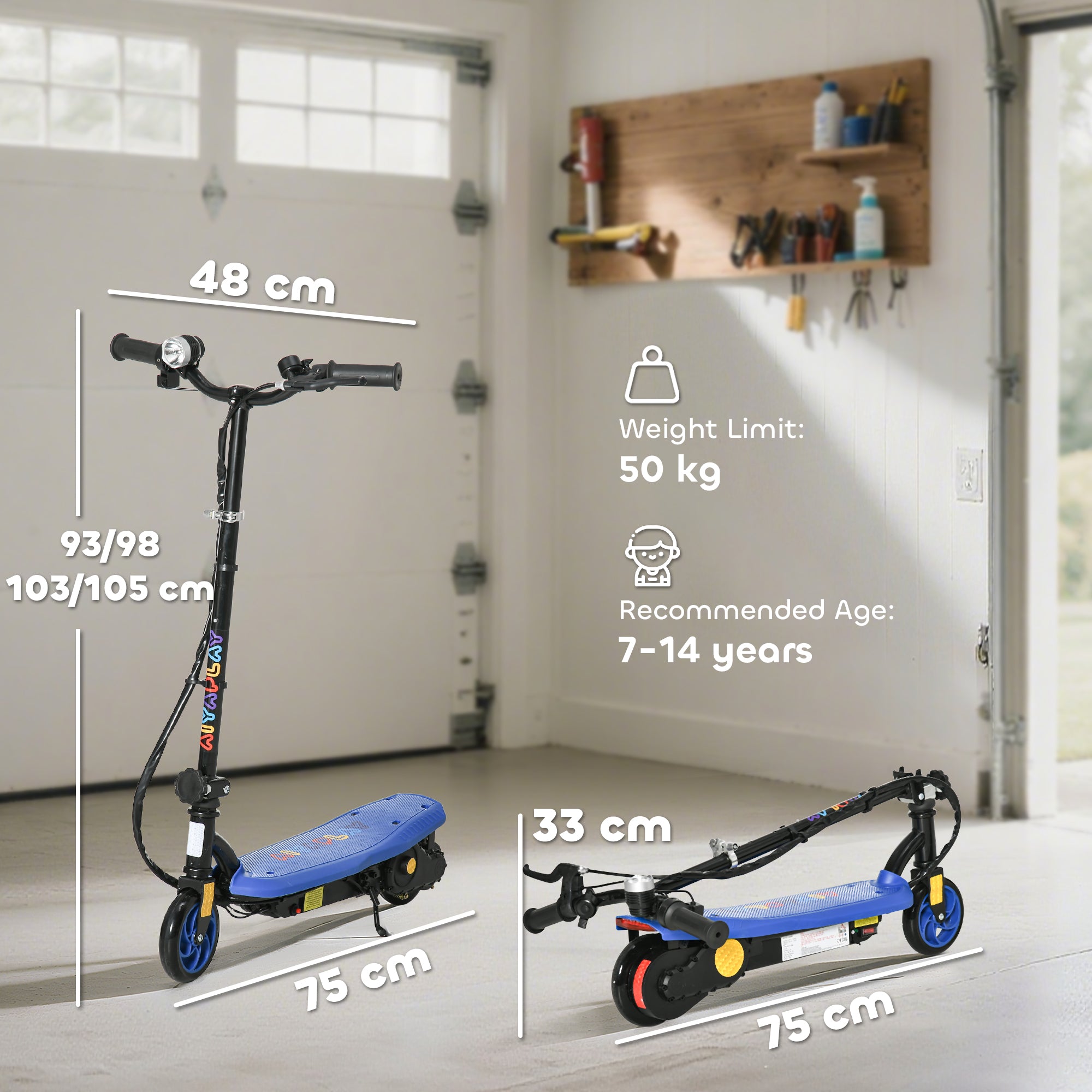 HOMCOM Kids Electric Scooter with LED Lights