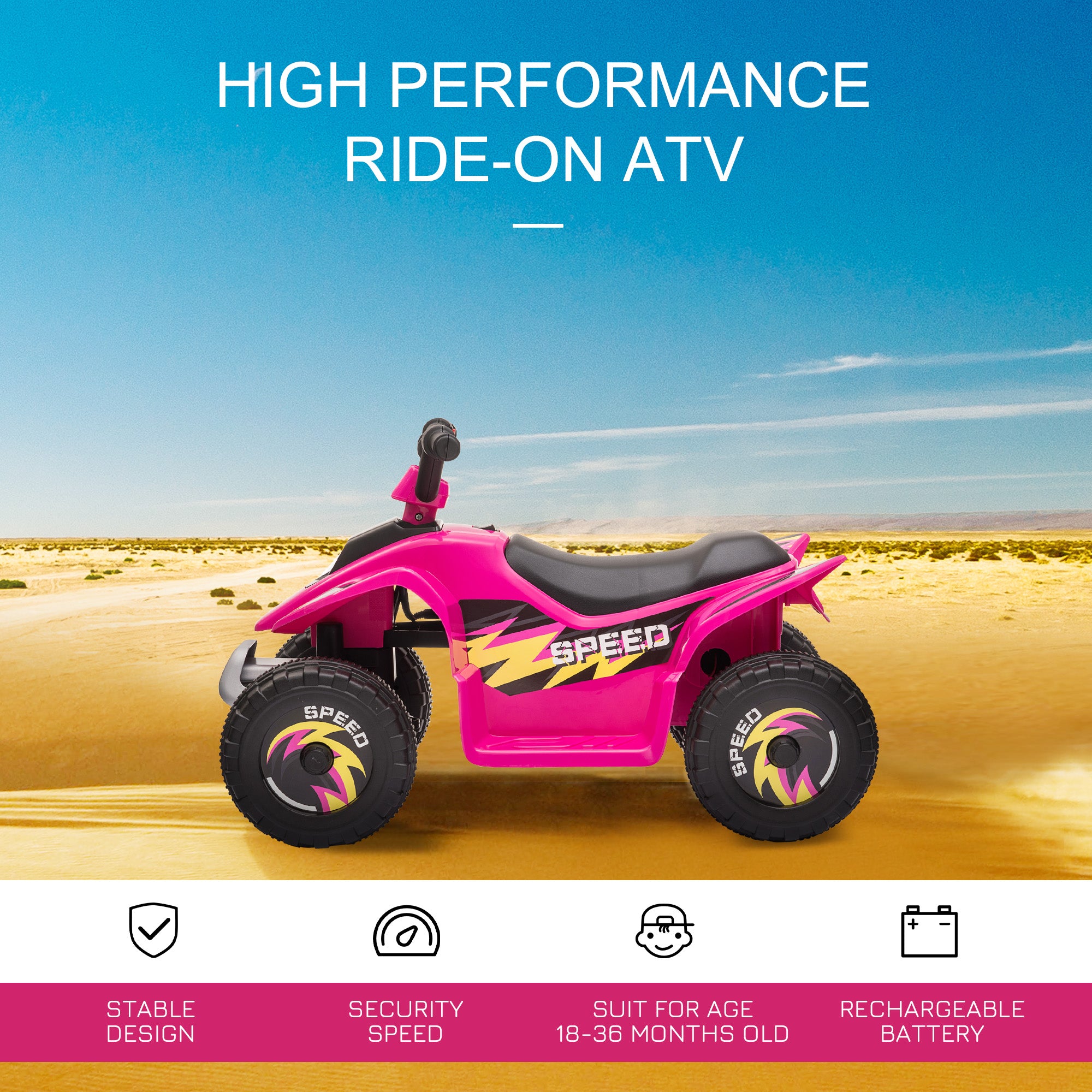 HOMCOM 6V Toddler Electric Ride-On / Quad Car - Pink