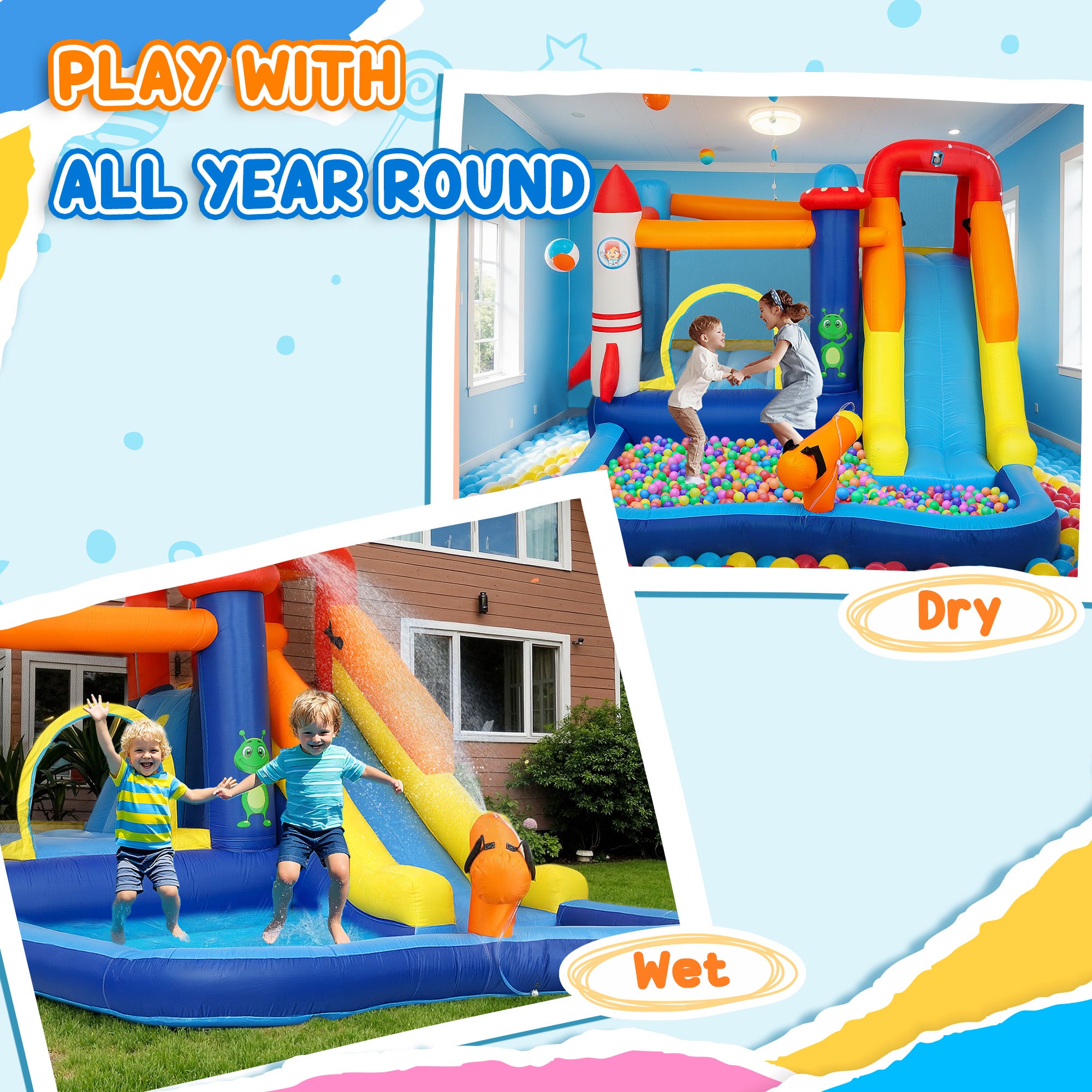 AIYAPLAY 5-in-1 Bouncy Castle Water Slide