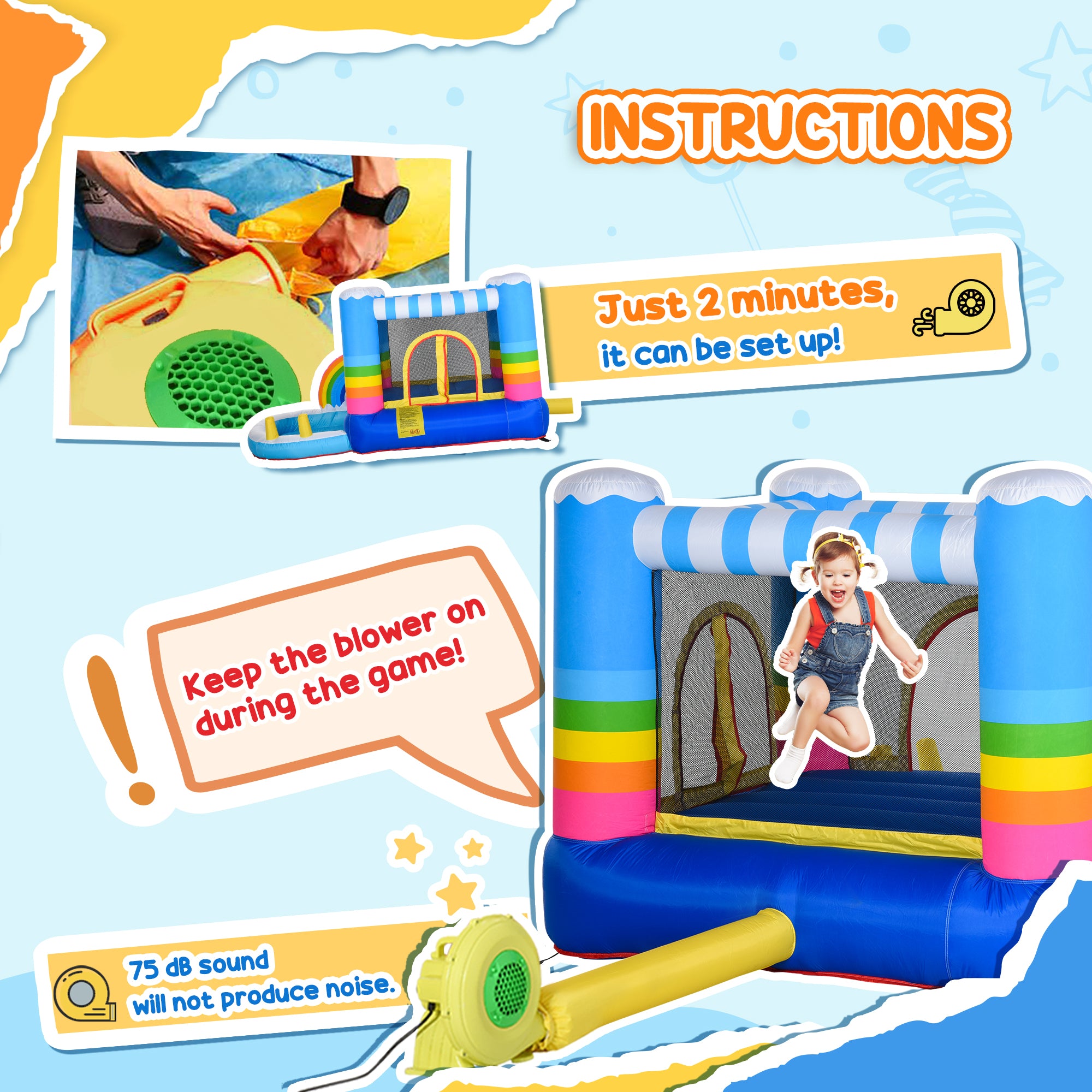 Outsunny Kids Bouncy Castle with Pool & Climbing Wall