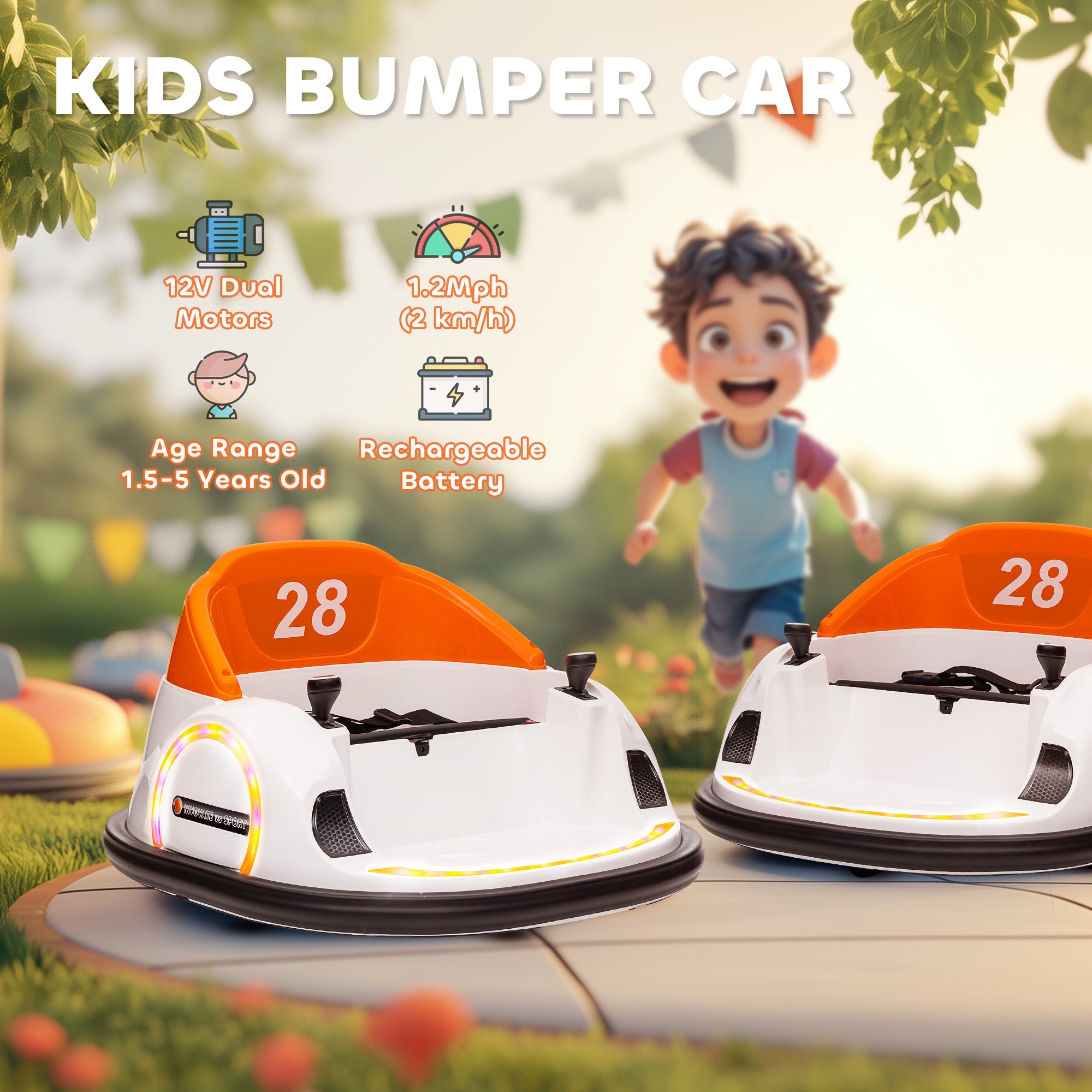 AIYAPLAY 12V Kids 360° Bumper Car with Remote