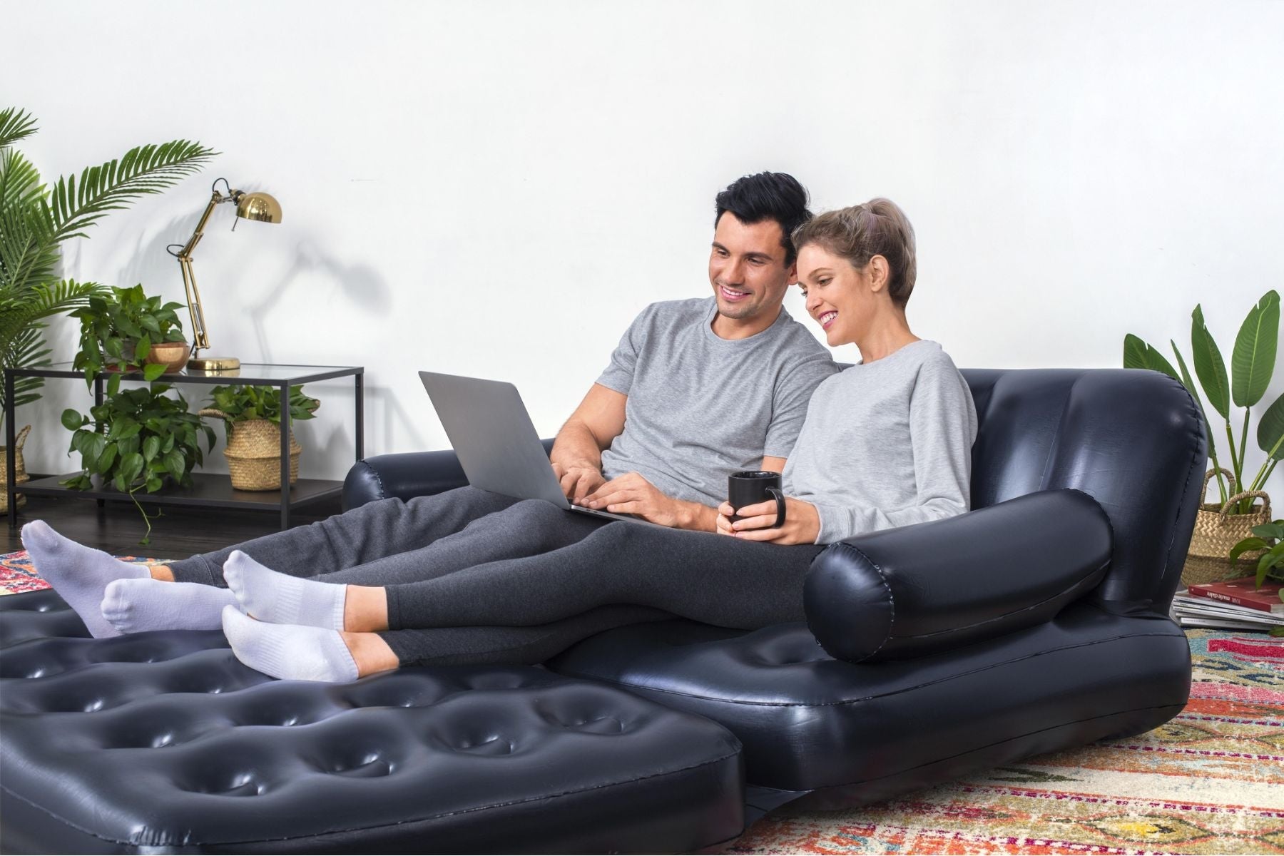 Bestway Inflatable Pull Out Camping Sofa Bed in recliner configuration