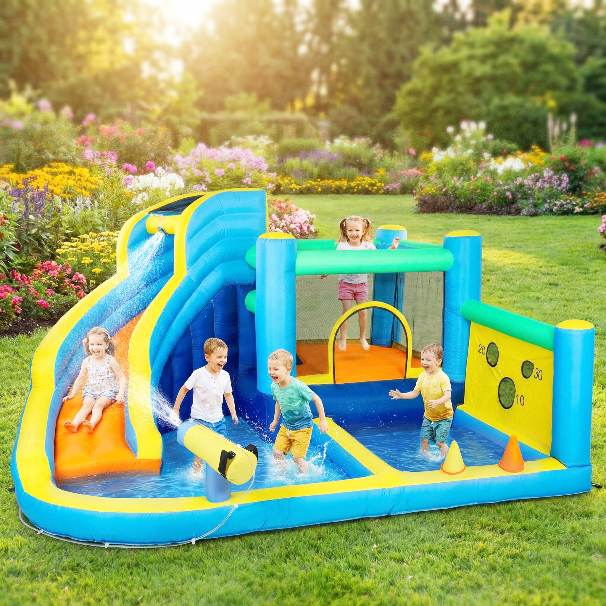 AIYAPLAY 8-in-1 Bounce House with Water Cannon