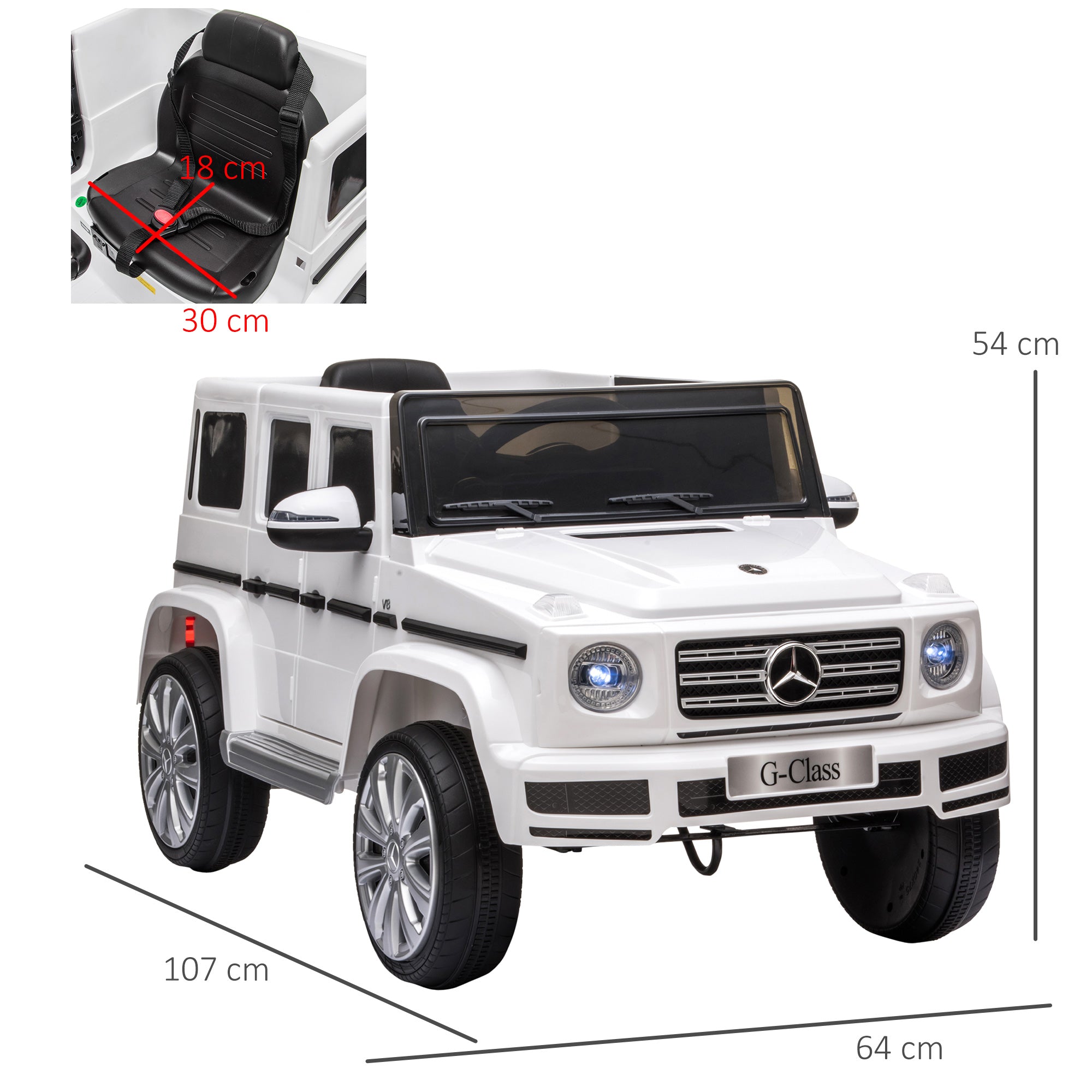 HOMCOM Mercedes-Benz G500 12V Kids Ride-On Car - White