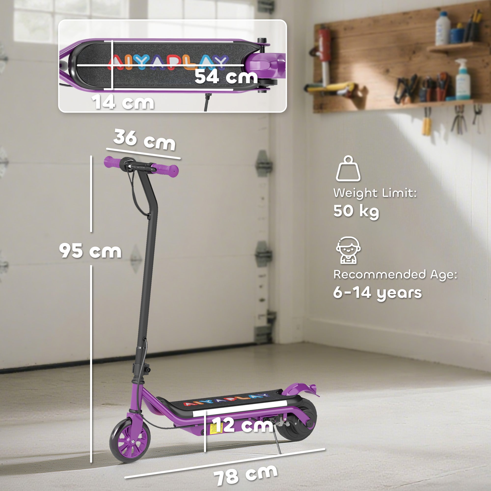AIYAPLAY Kids Electric Scooter Dual Brakes