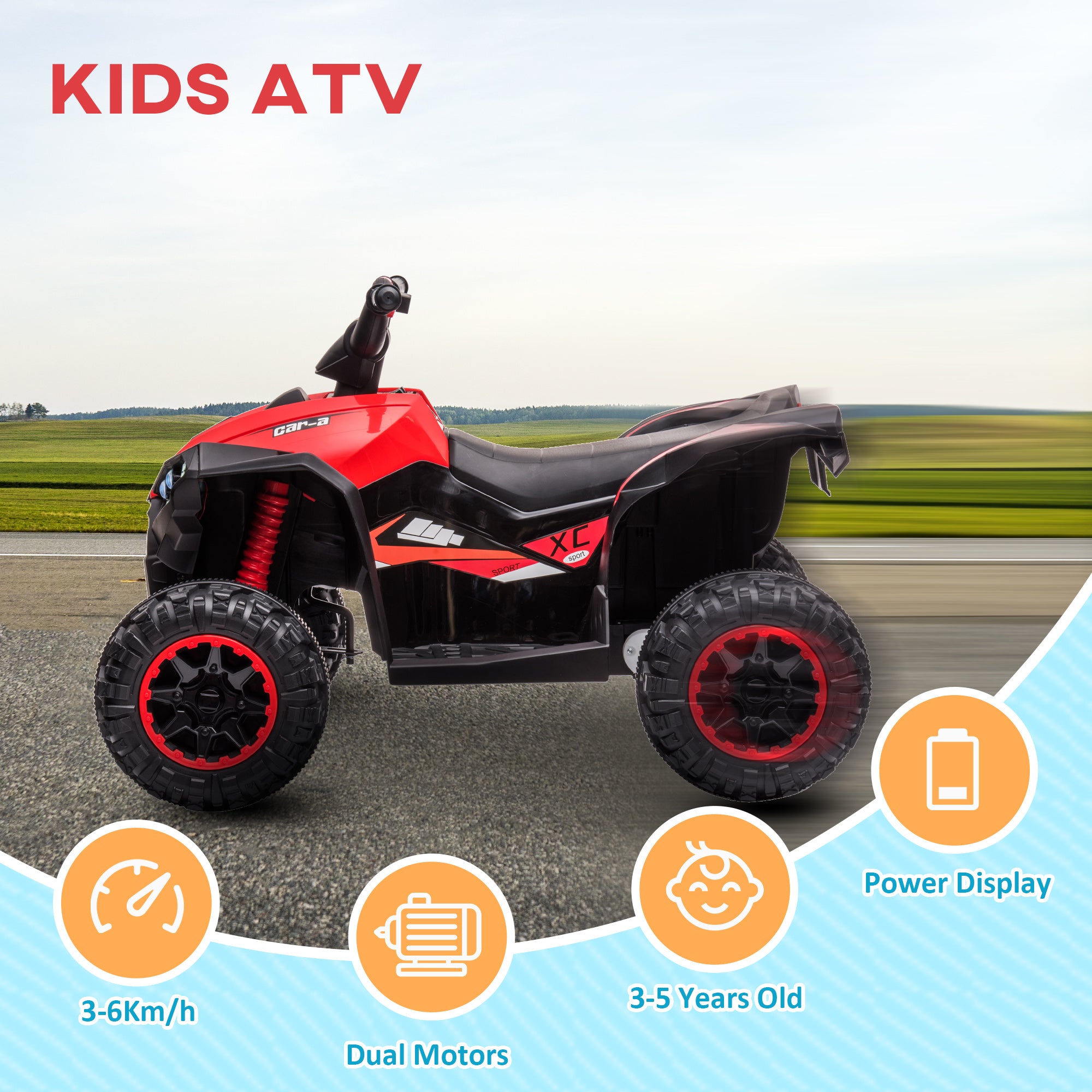 HOMCOM 12V Kids Electric Quad Bike - Red