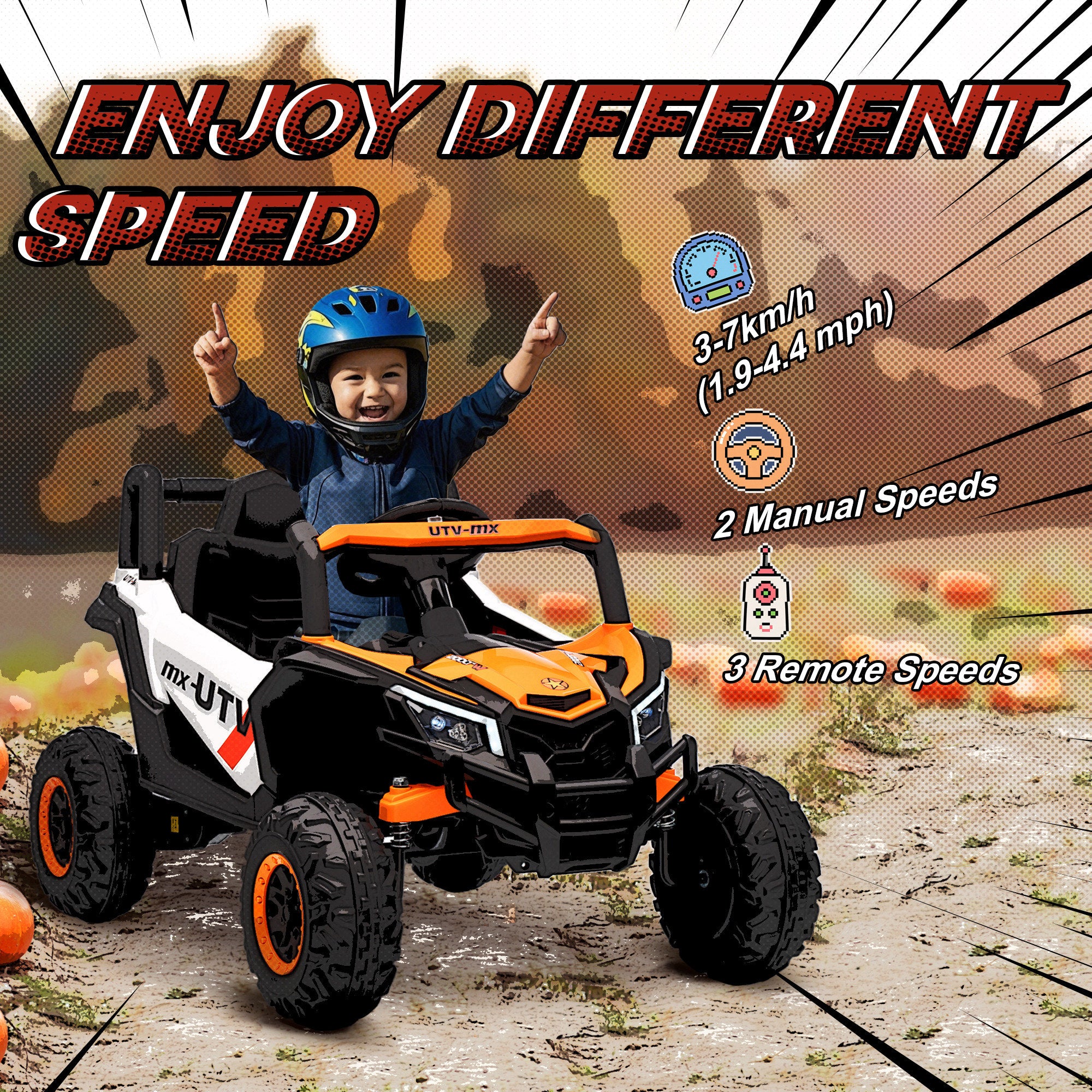 AIYAPLAY 12V Kids Electric Ride-On Car - Orange