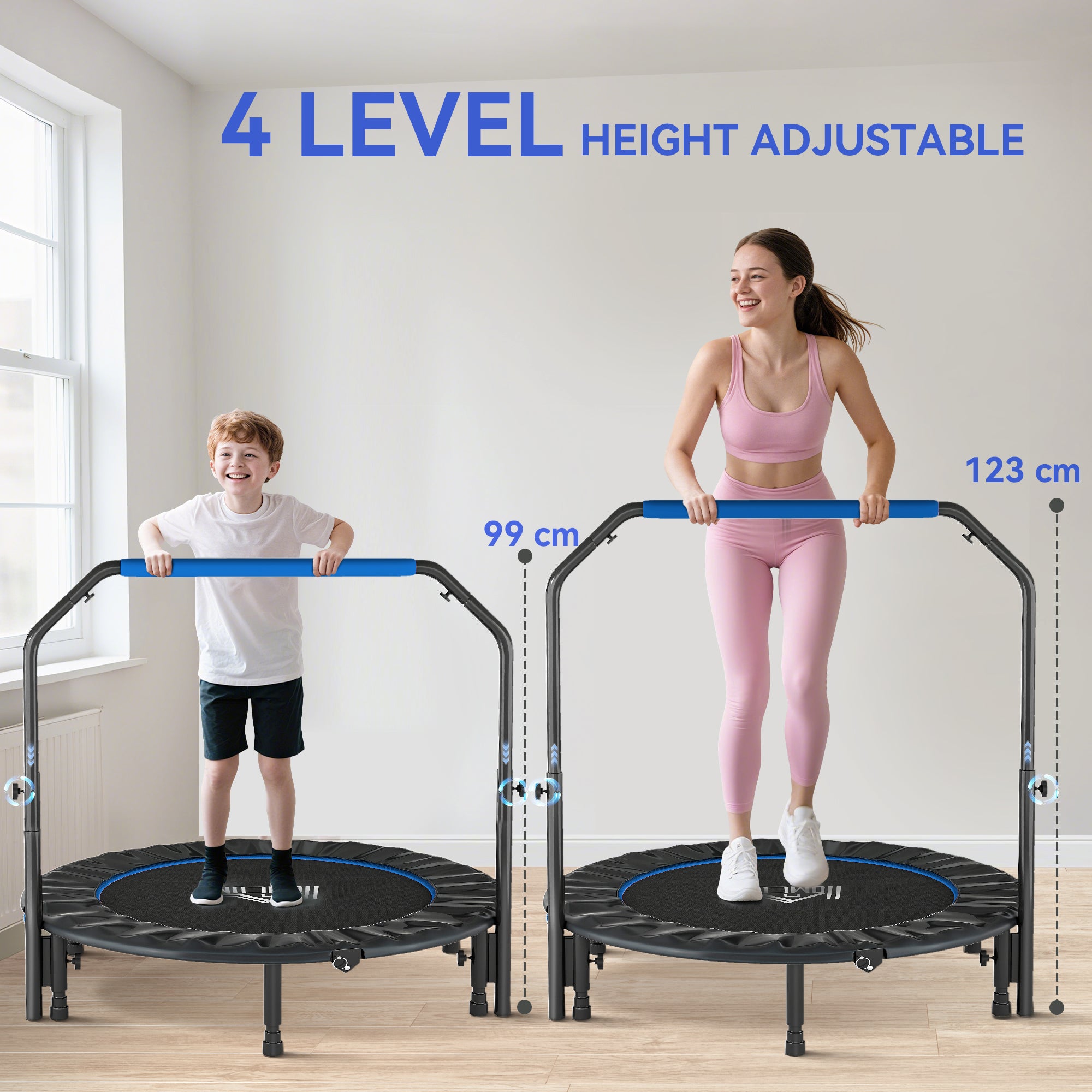 HOMCOM 48" Foldable Mini Fitness Trampoline - Black