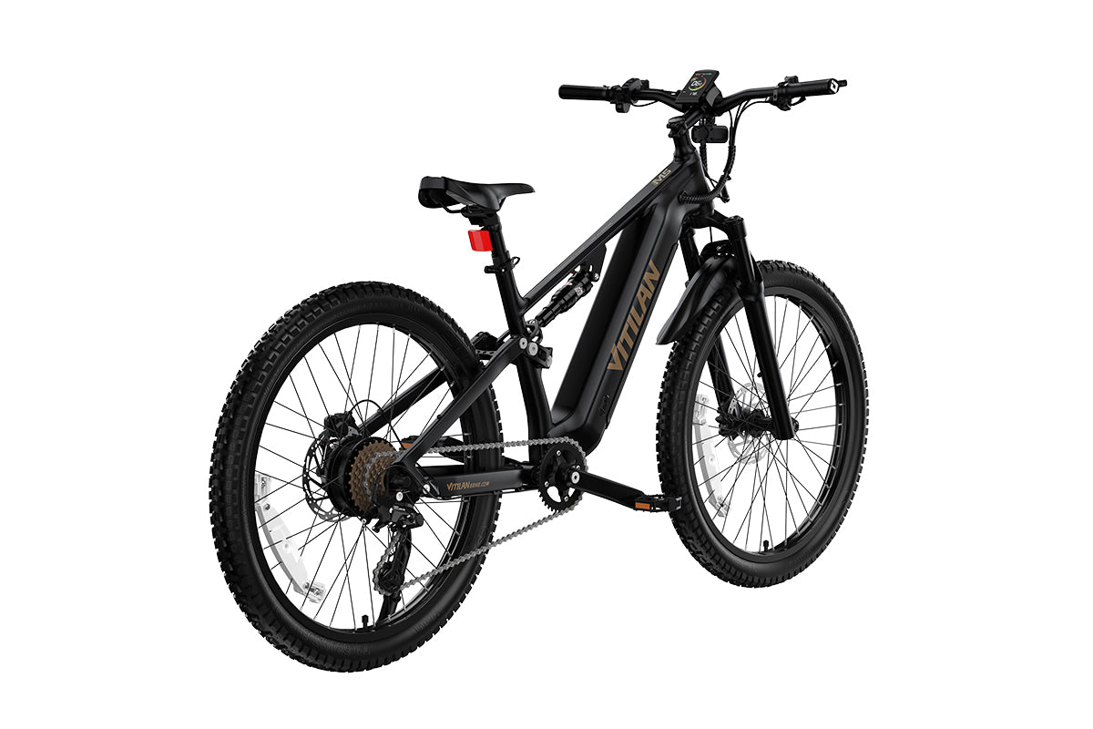 Vitilan M5 black full suspension e-bike rear angle