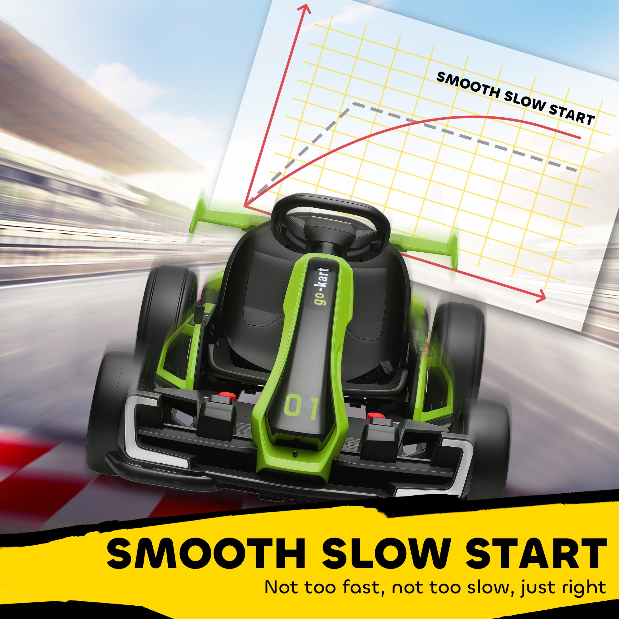 HOMCOM 24V Electric Go Kart for Kids with Adjustable Seat for 6-12 Years
