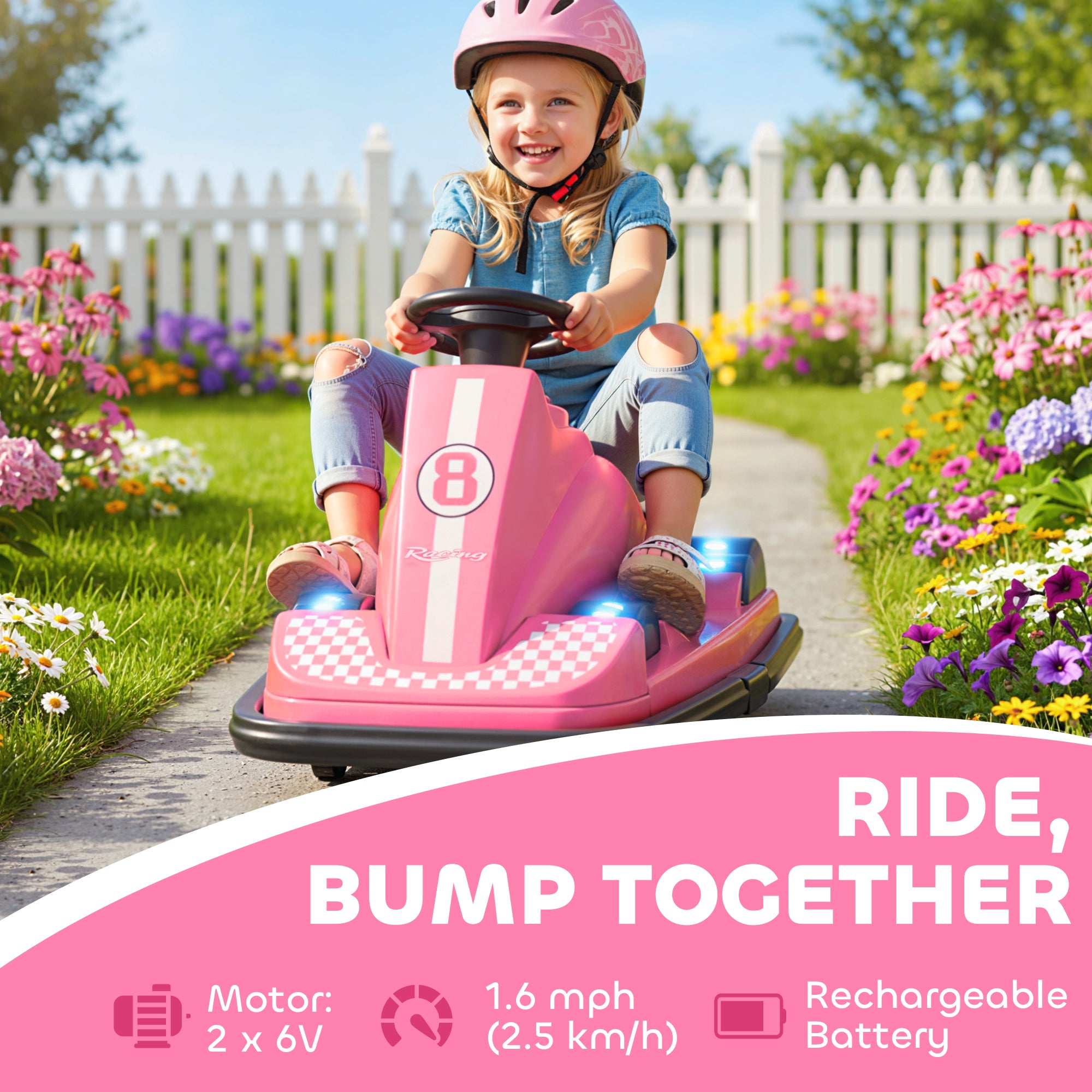 AIYAPLAY Kids 360° Bumper Car - Pink