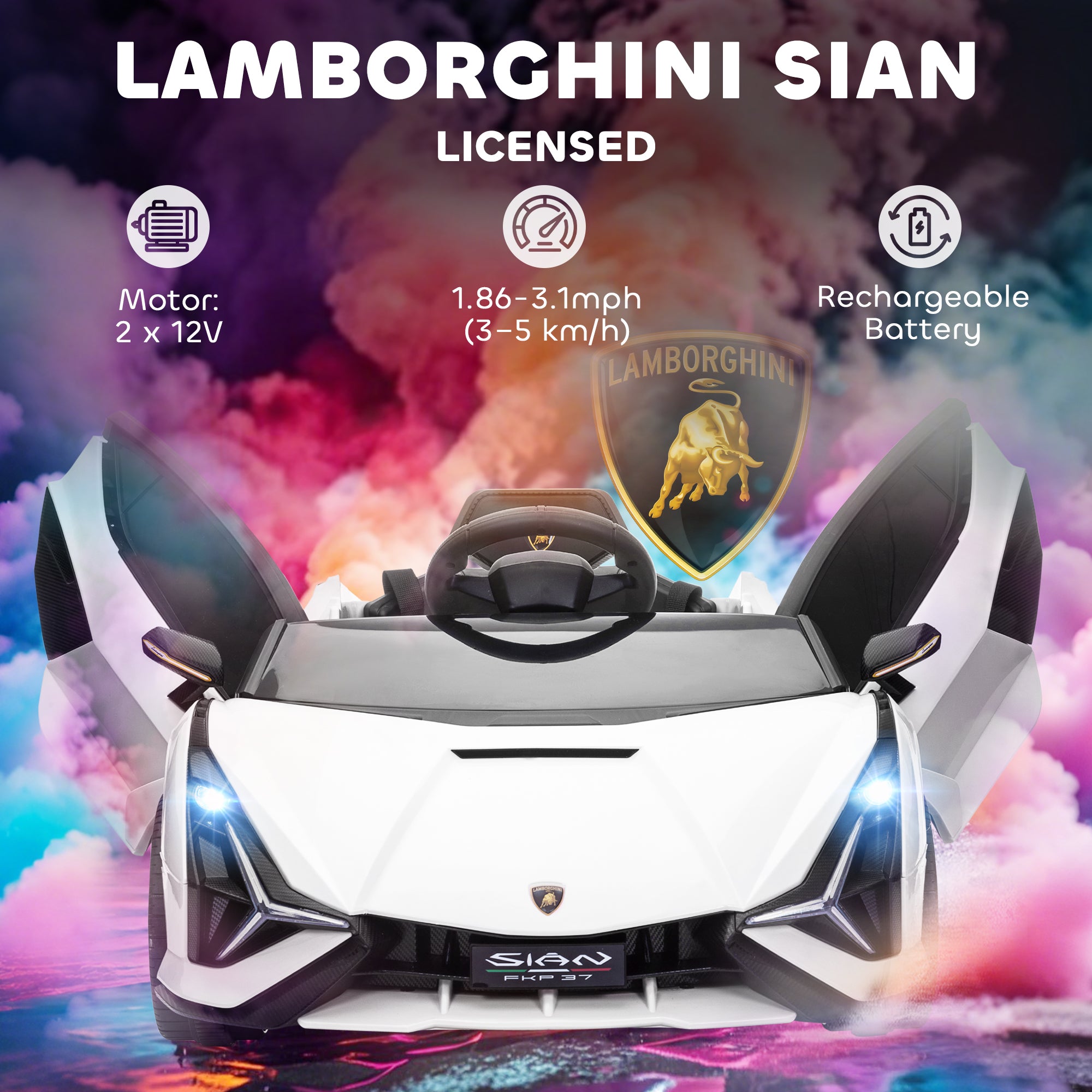 HOMCOM Lamborghini Sian 12V Kids Ride-On Car